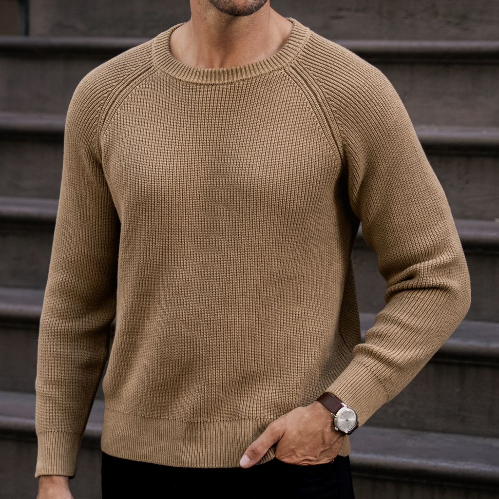 Ribbed Crewneck Sweater | Camel