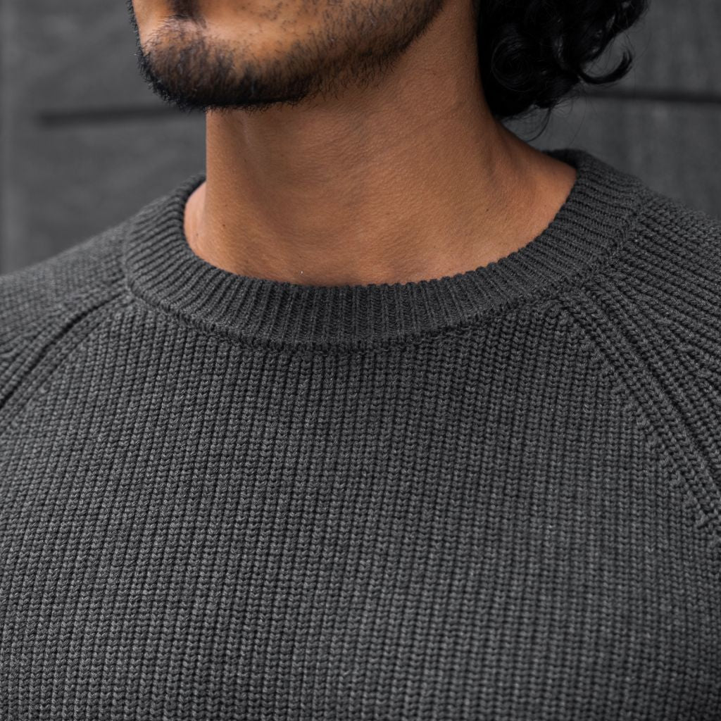 Ribbed Crewneck Sweater | Charcoal