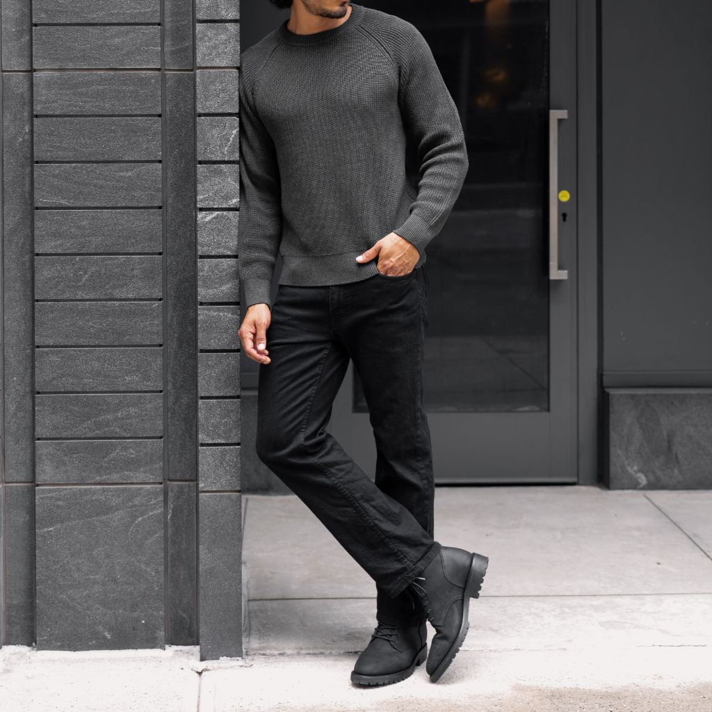 Ribbed Crewneck Sweater | Charcoal