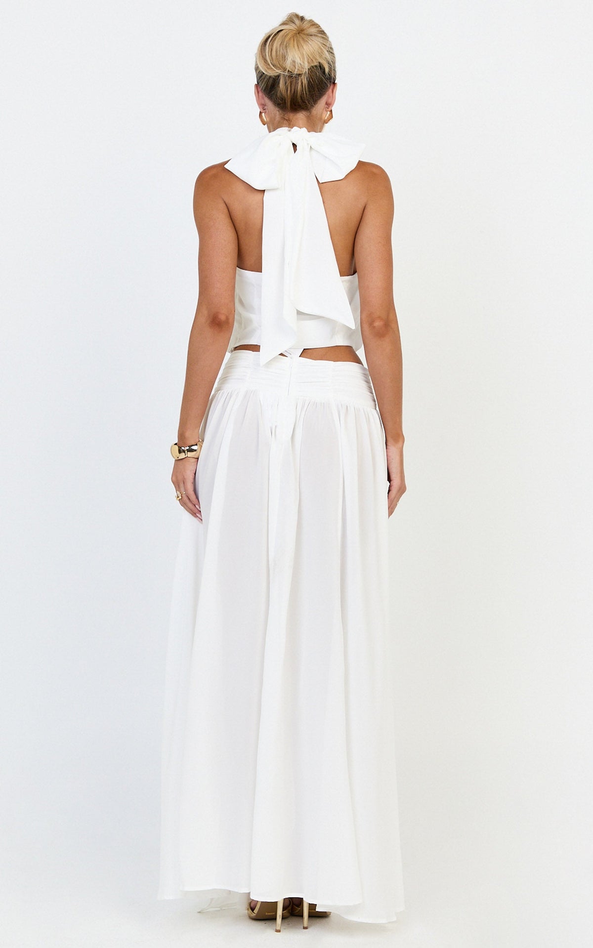 Melanie Top - Halter Neck Top in Cream