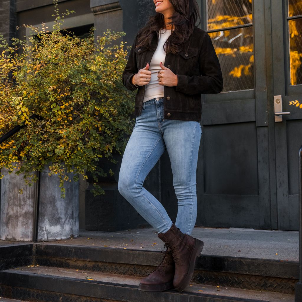 Suede Trucker Jacket | Chocolate