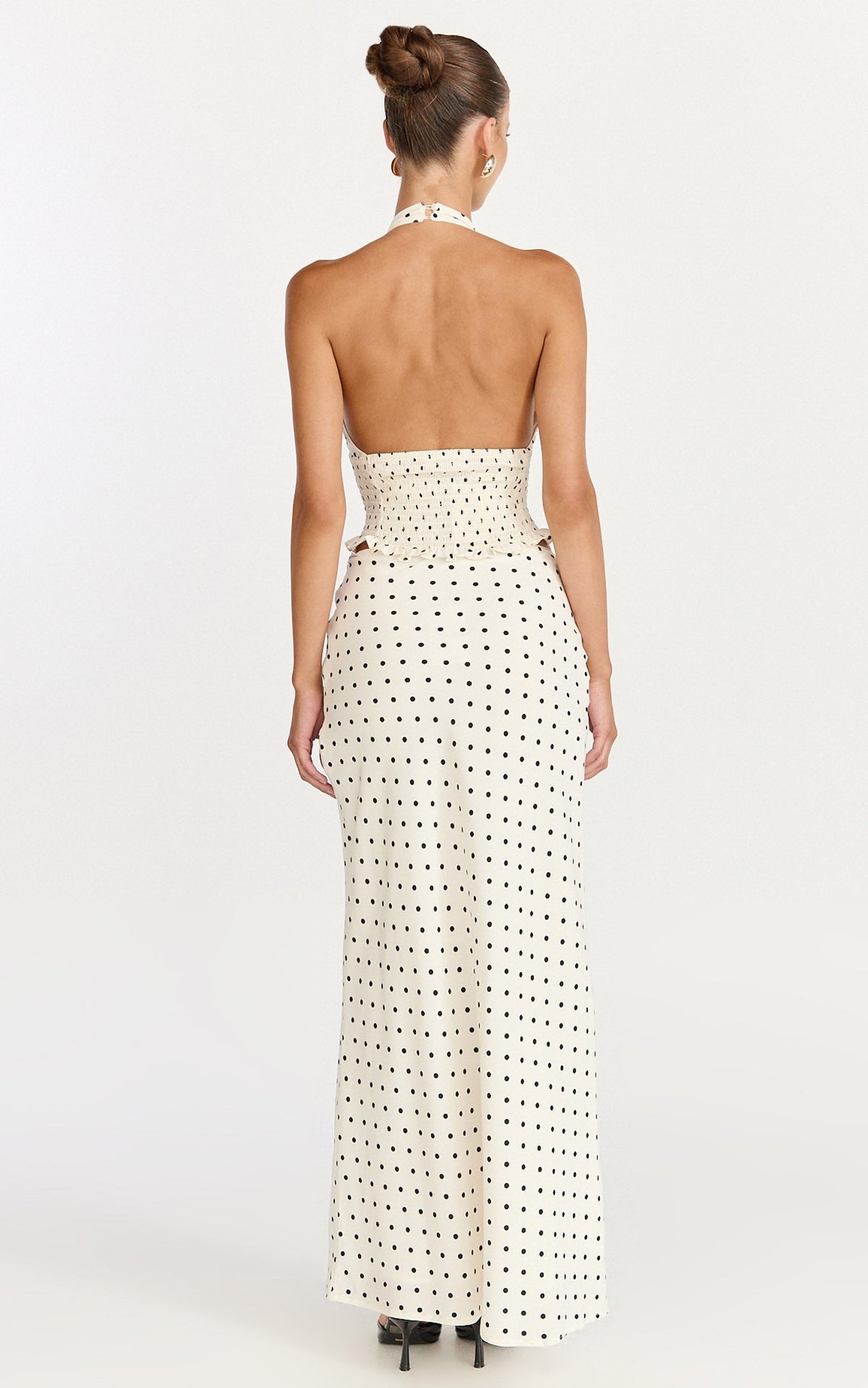 Charlotte Maxi Skirt - Polka Dot Skirt in White & Black Polka Dots