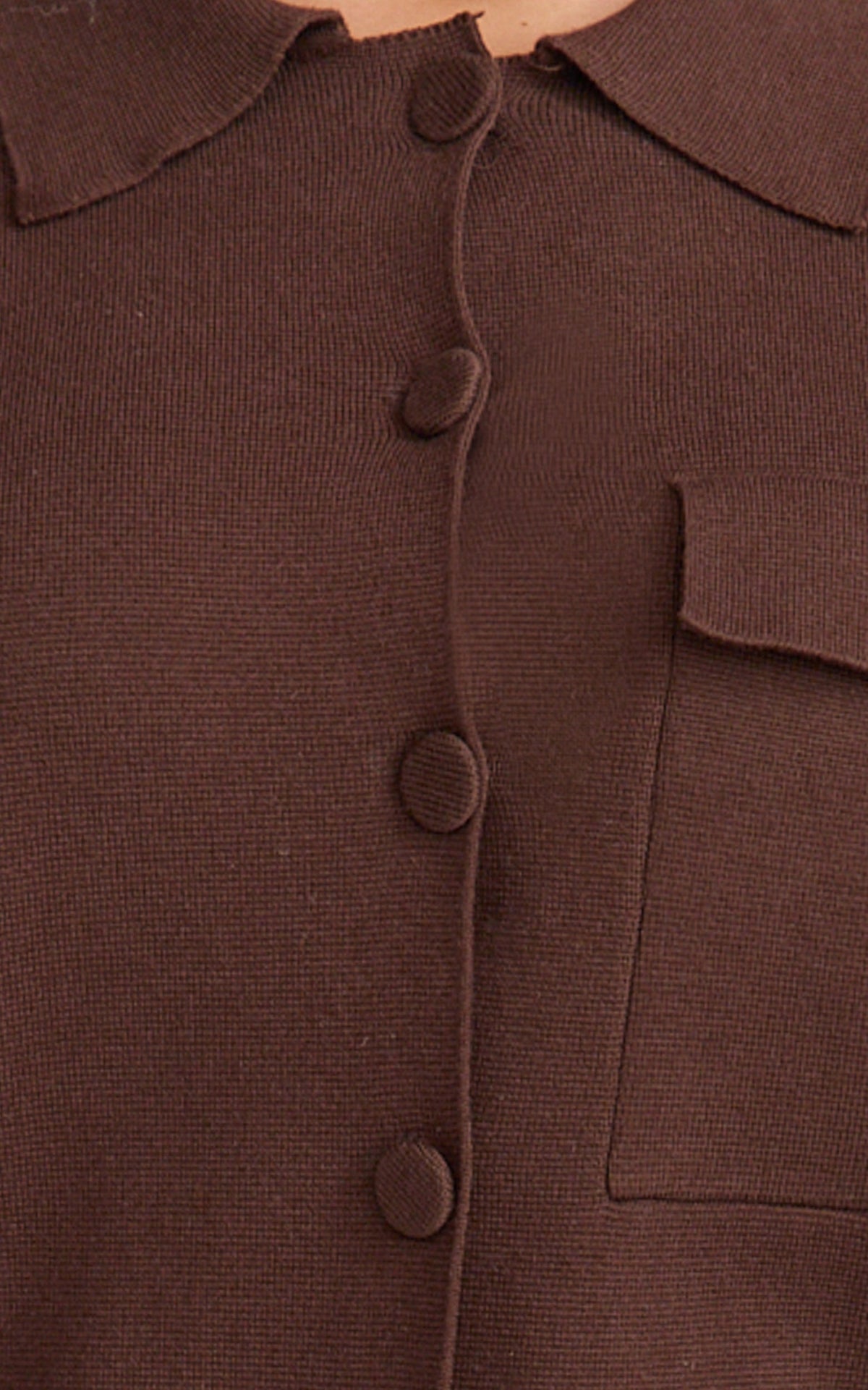 Isabel Top - Long Sleeve Oversized Knit Shacket in Chocolate