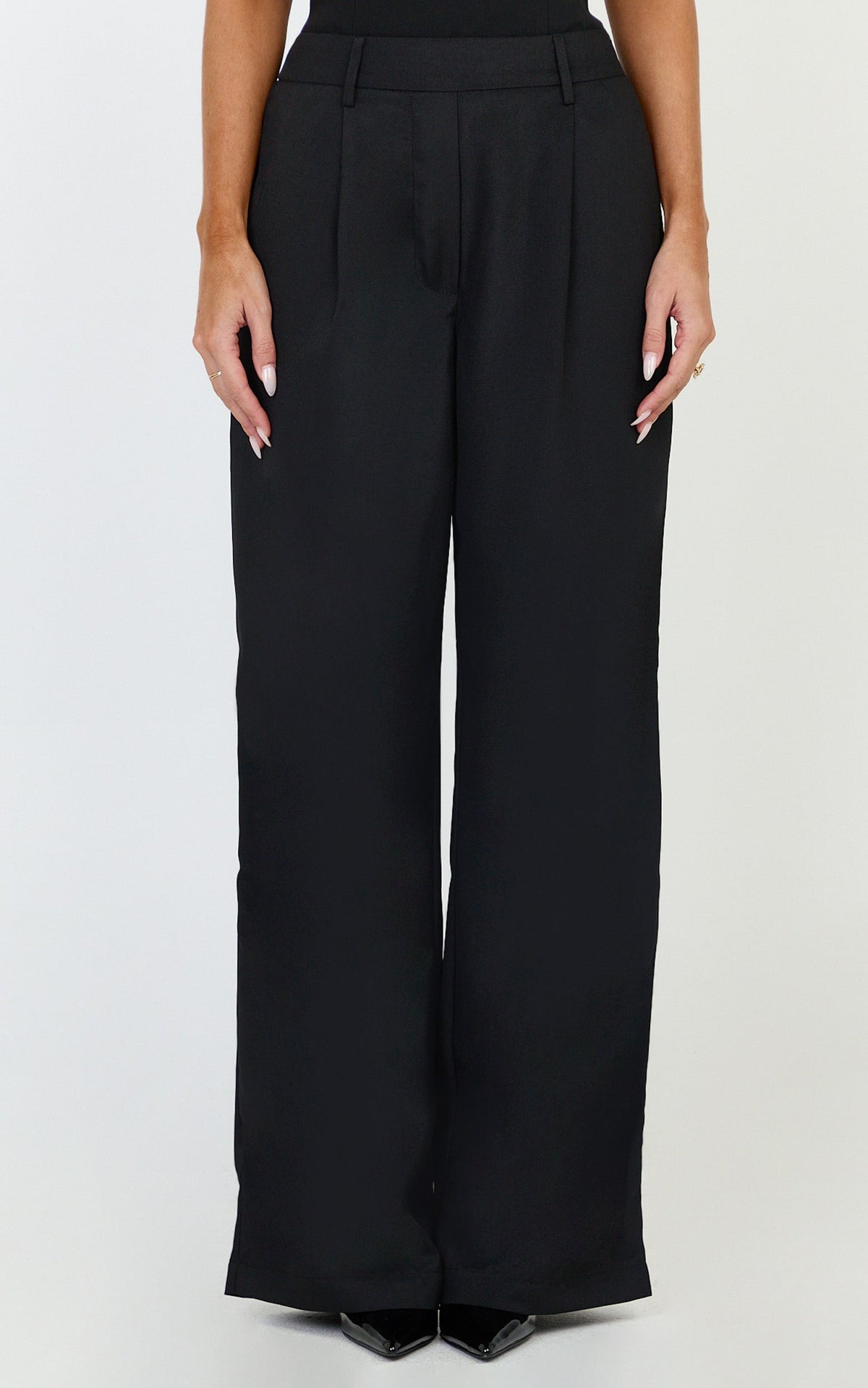 Tessa Pants - Elastic Back Pull On Tailored Pants in Black