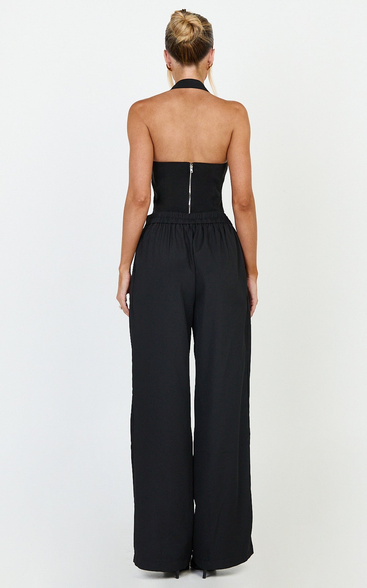 Tessa Pants - Elastic Back Pull On Tailored Pants in Black