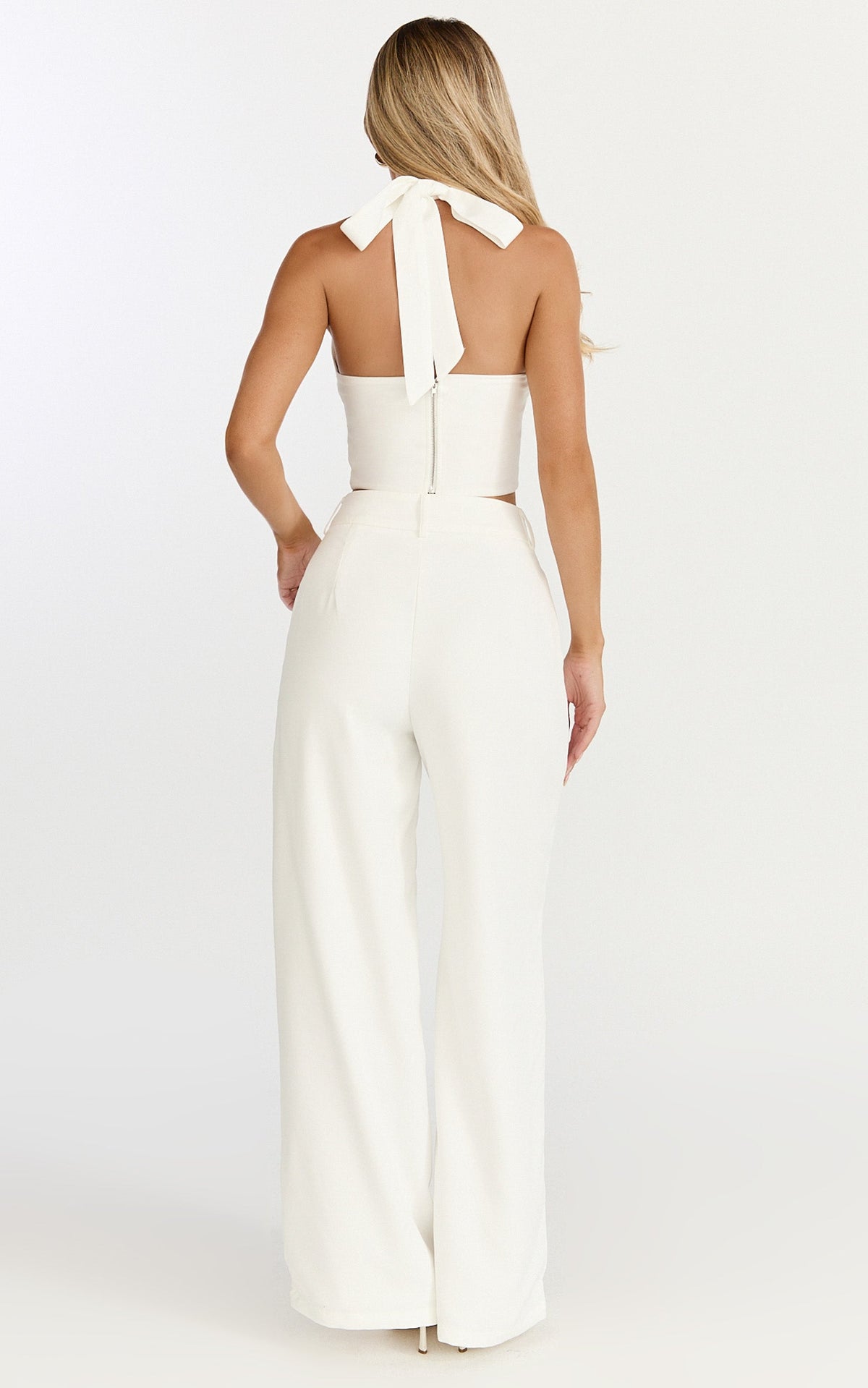 Karina Pants - High Waist Wide Leg Pants in Cream