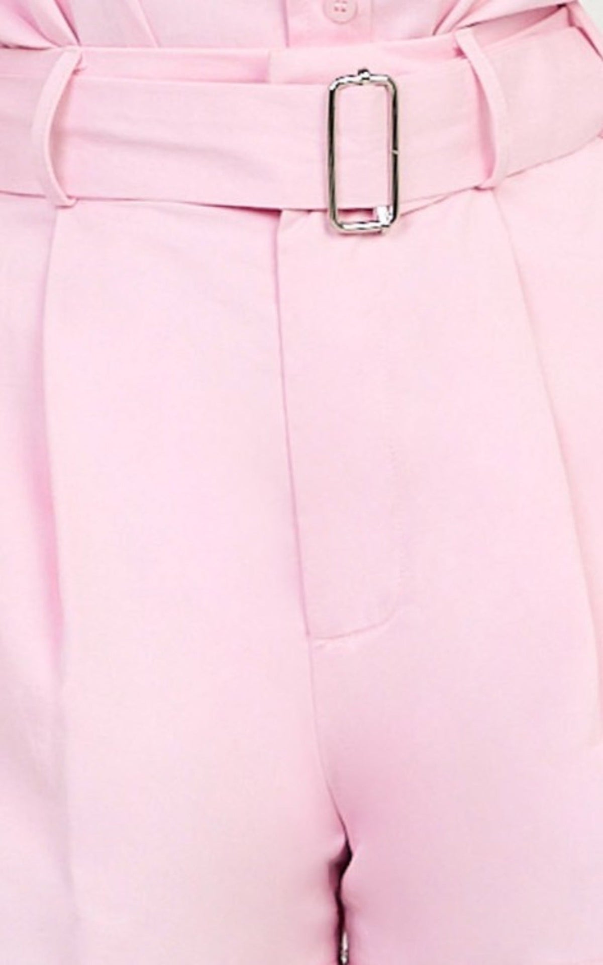 Violet Shorts - High Waist Belted Shorts in Pale Pink