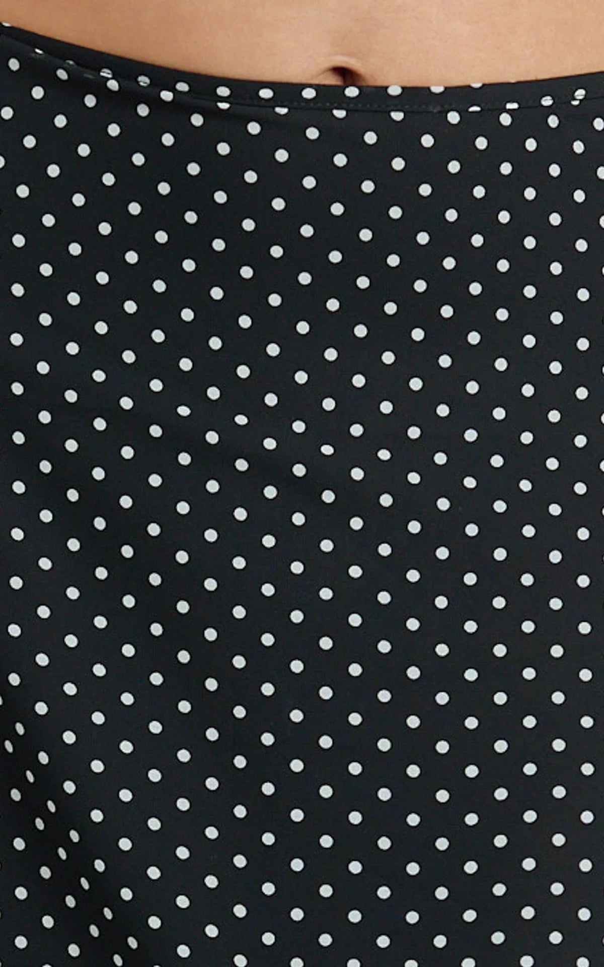 Charlie Midi Skirt - Polka Dot Low Waist Godet Skirt in Black