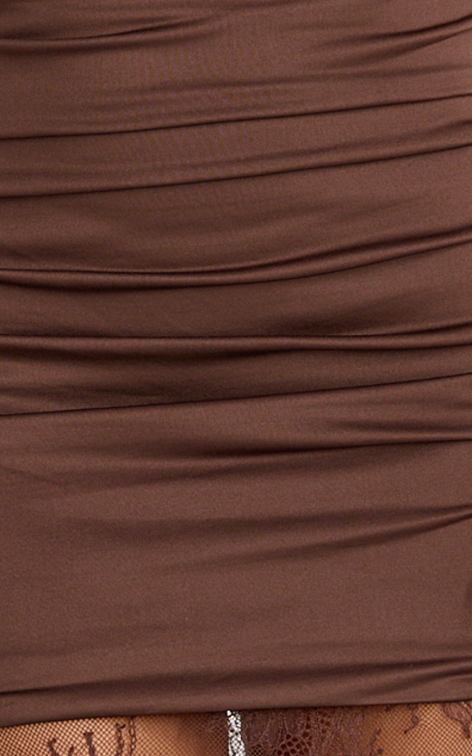 Lara Maxi Dress - One Shoulder Lace Contrast Dress in Chocolate