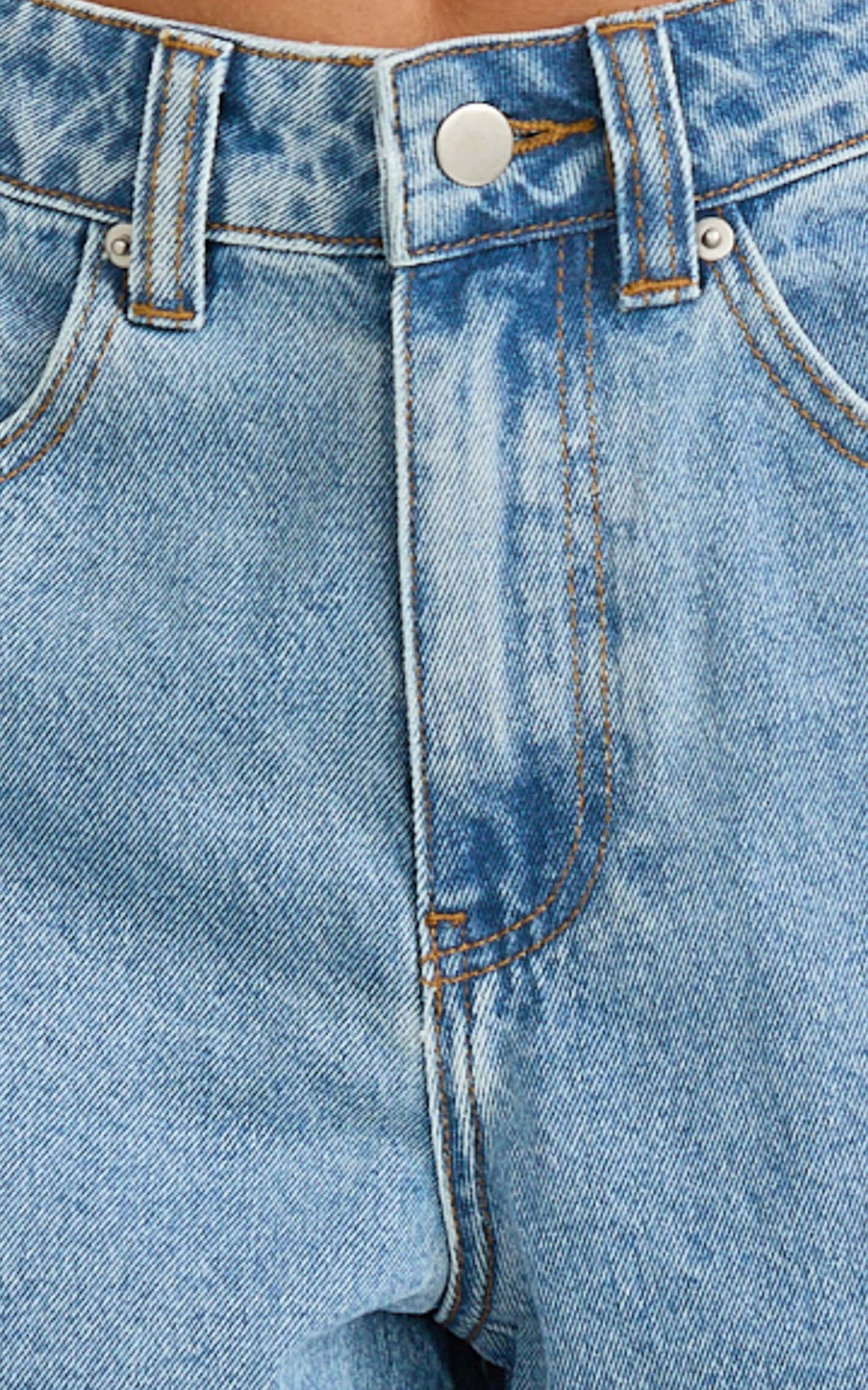 Aria Shorts - High Waisted A Line Denim Shorts in Light Mid Blue Wash