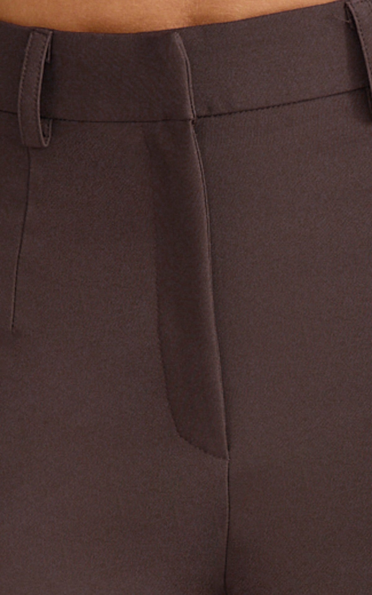Sally Pants - Mid Waisted Straight Leg Tailored Pants in Chocolate