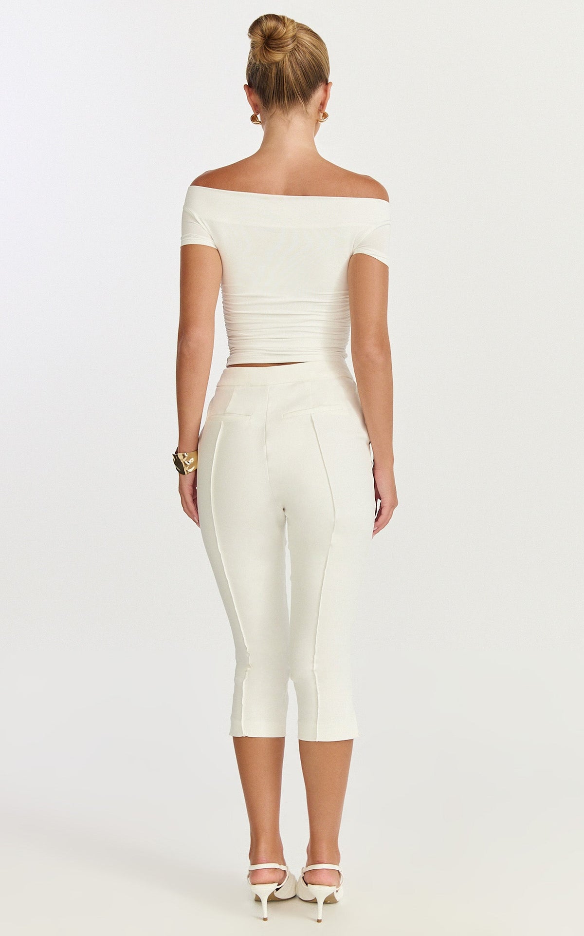 Arabella Pants - Capri Slim Fit Side Split Pants in White