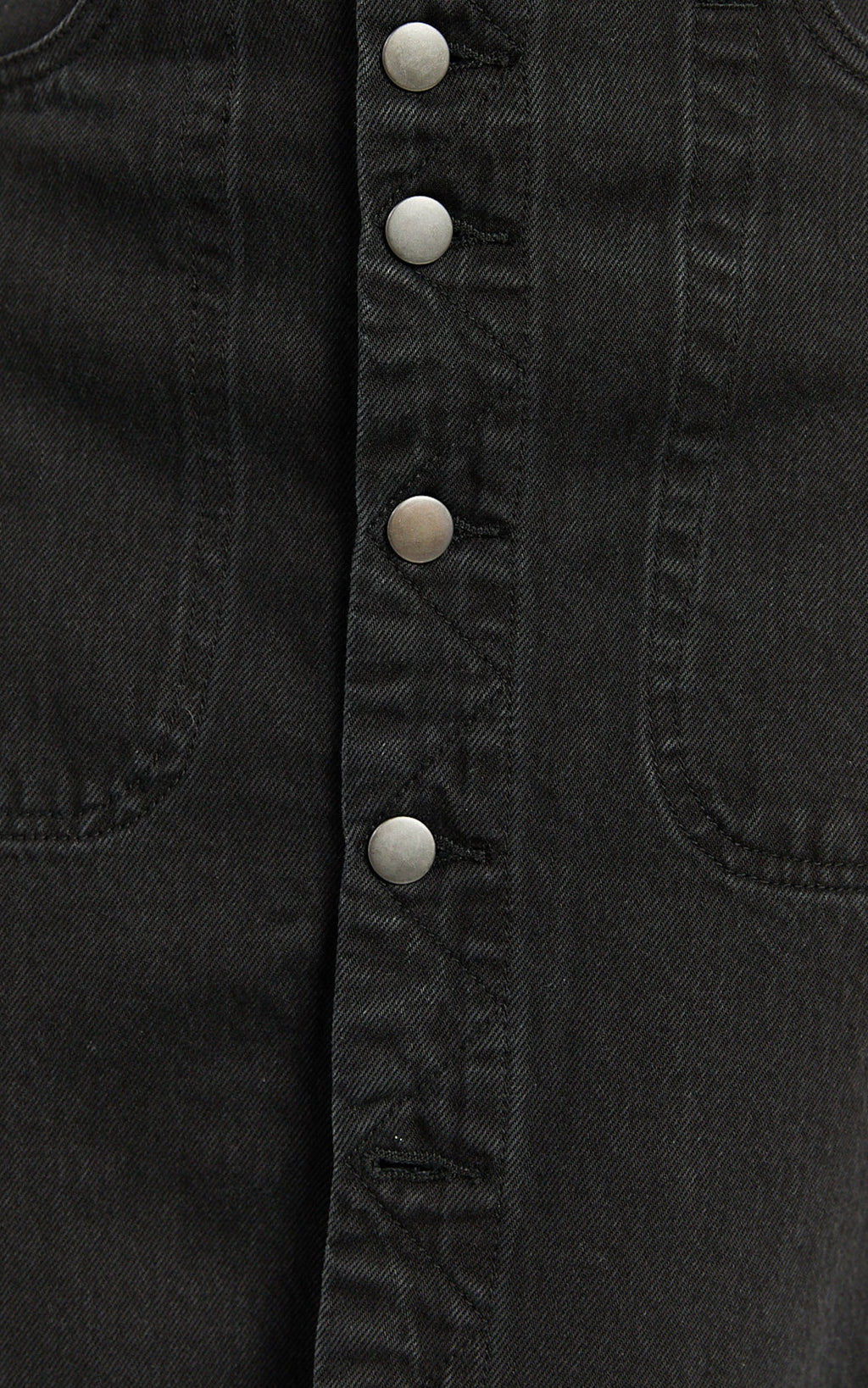Alisa Midi Skirt - Button Through A Line Denim in Black Wash