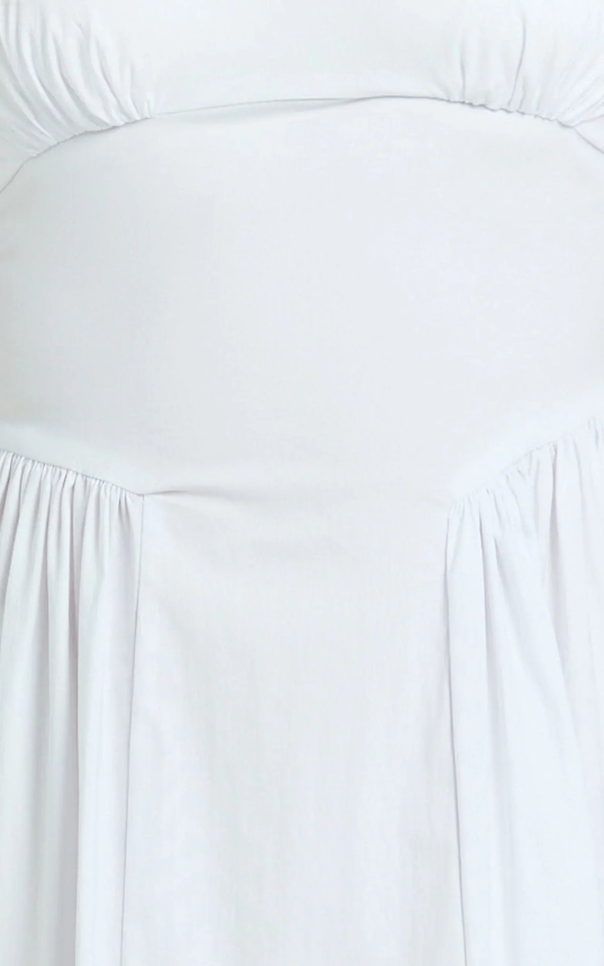 Donatella Midi Dress - Ruched Bust Fit And Flare Dress in White