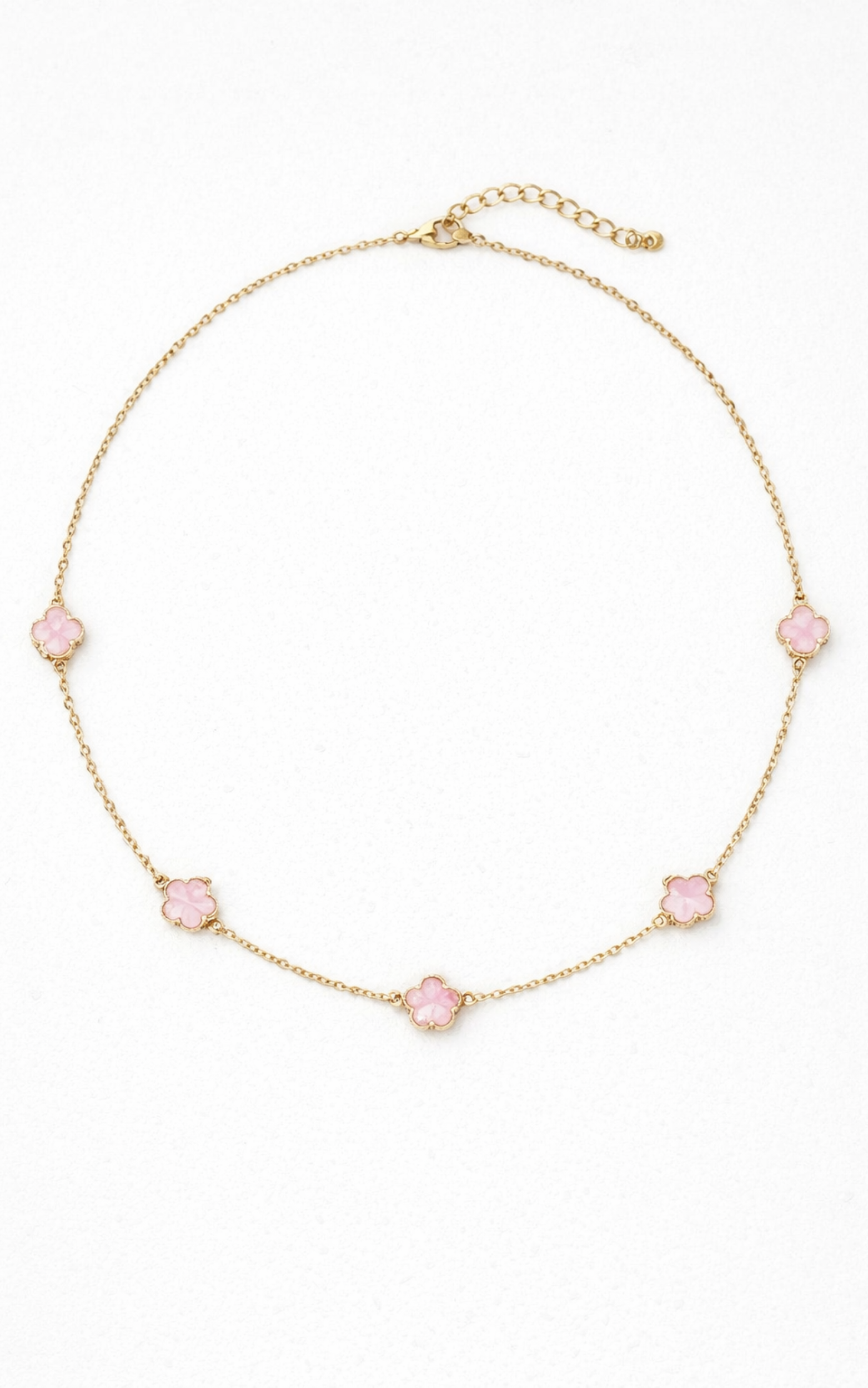 Britt Necklace - Multi Clover Pendant Necklace in Gold/Pink