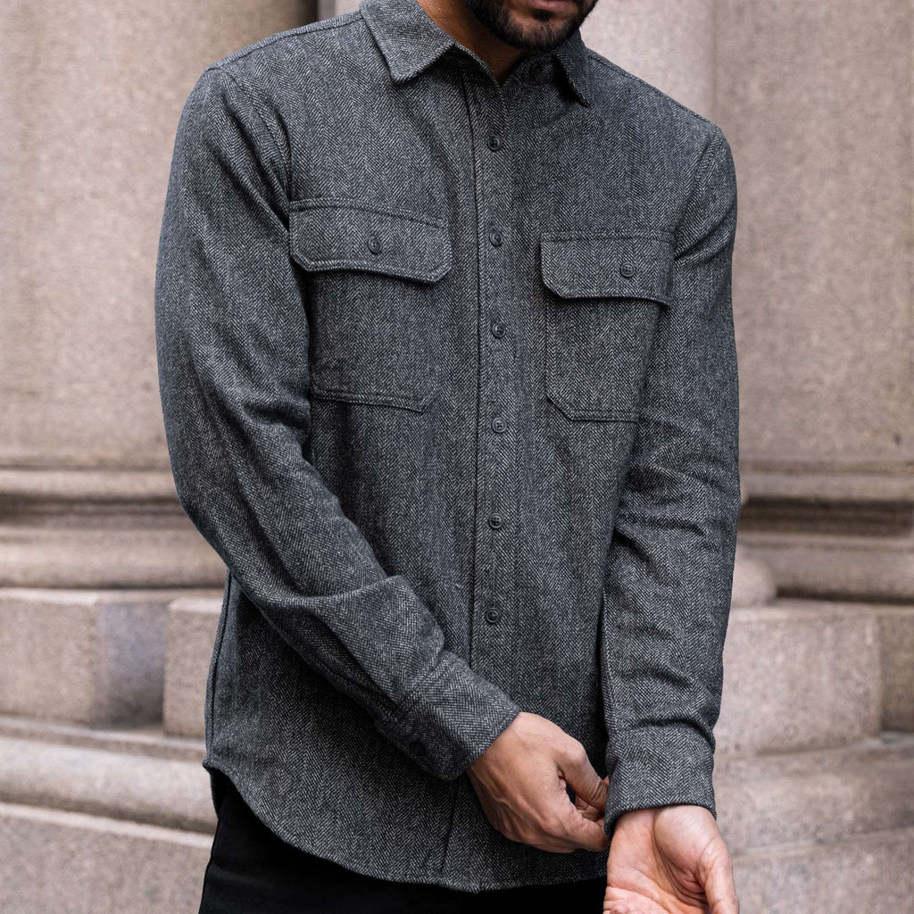 Summit Flannel Shirt | Blue Herringbone