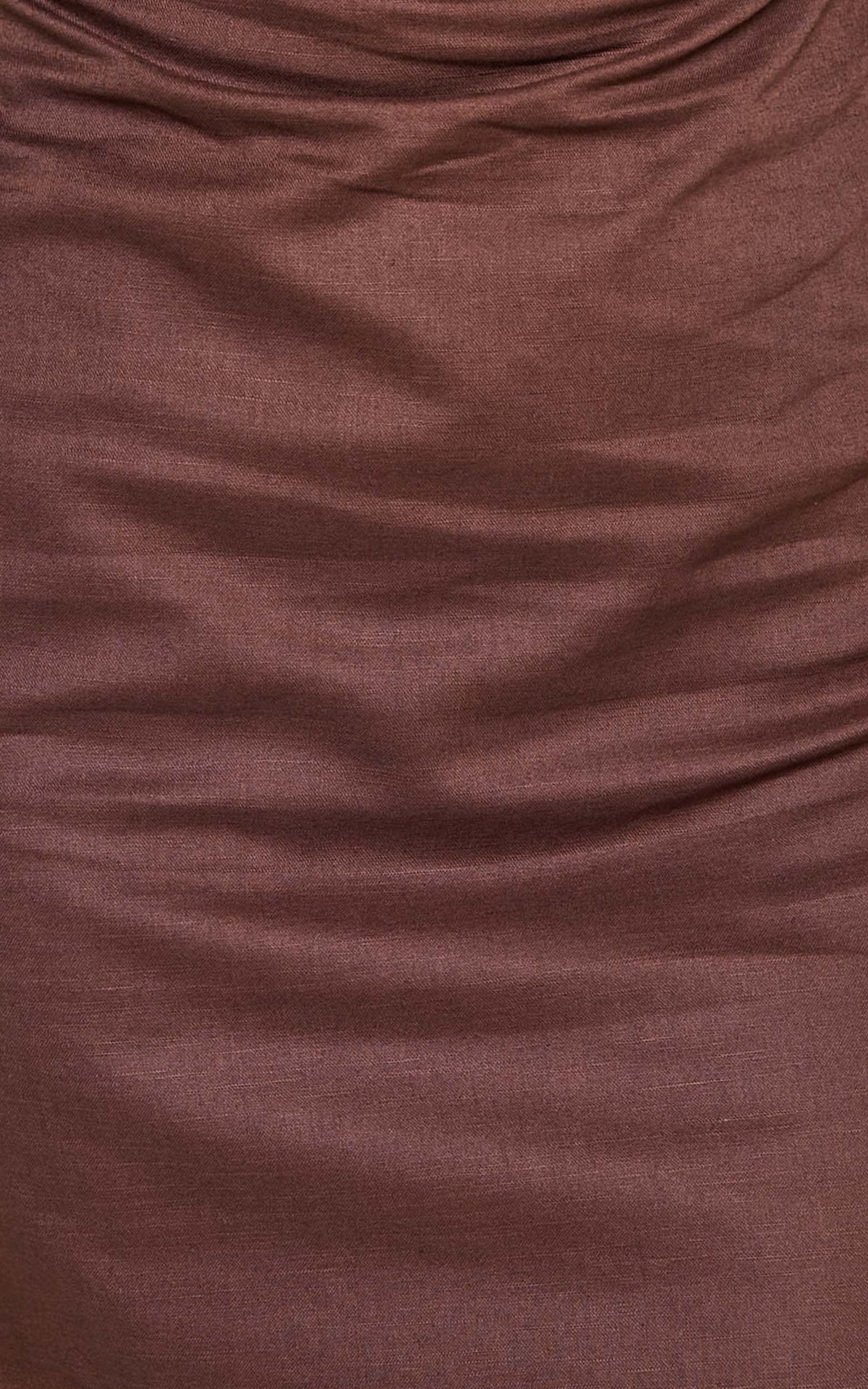 Jeofina Mini Dress - Off The Shoulder Linen Look Dress in Chocolate