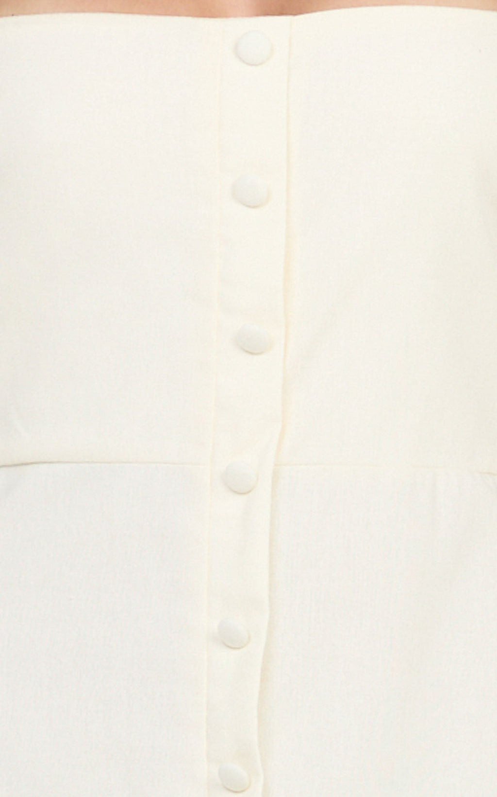 Marla Midi Dress - Square Neck Button Front Shift Dress in Cream