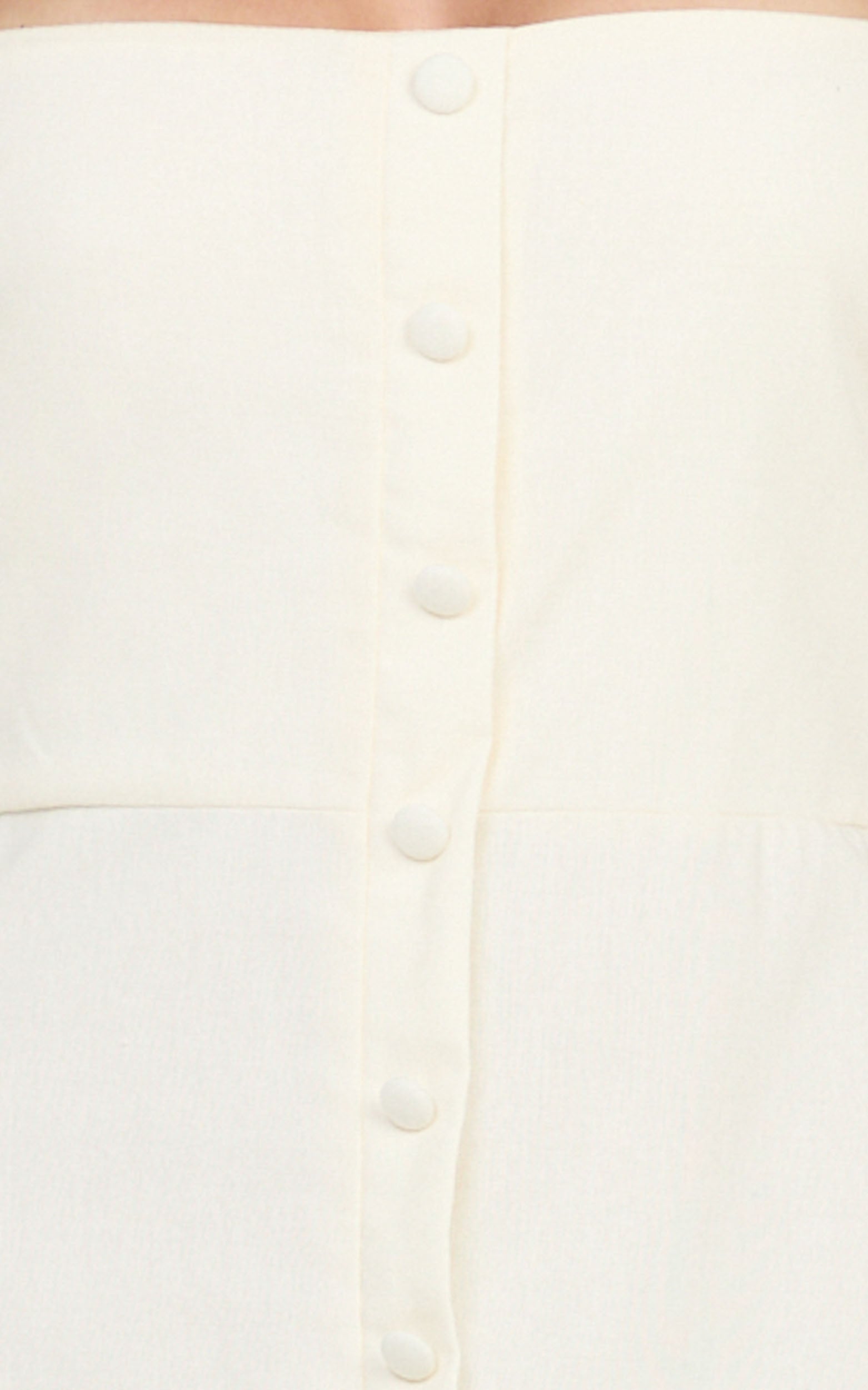 Marla Midi Dress - Square Neck Button Front Shift Dress in Cream
