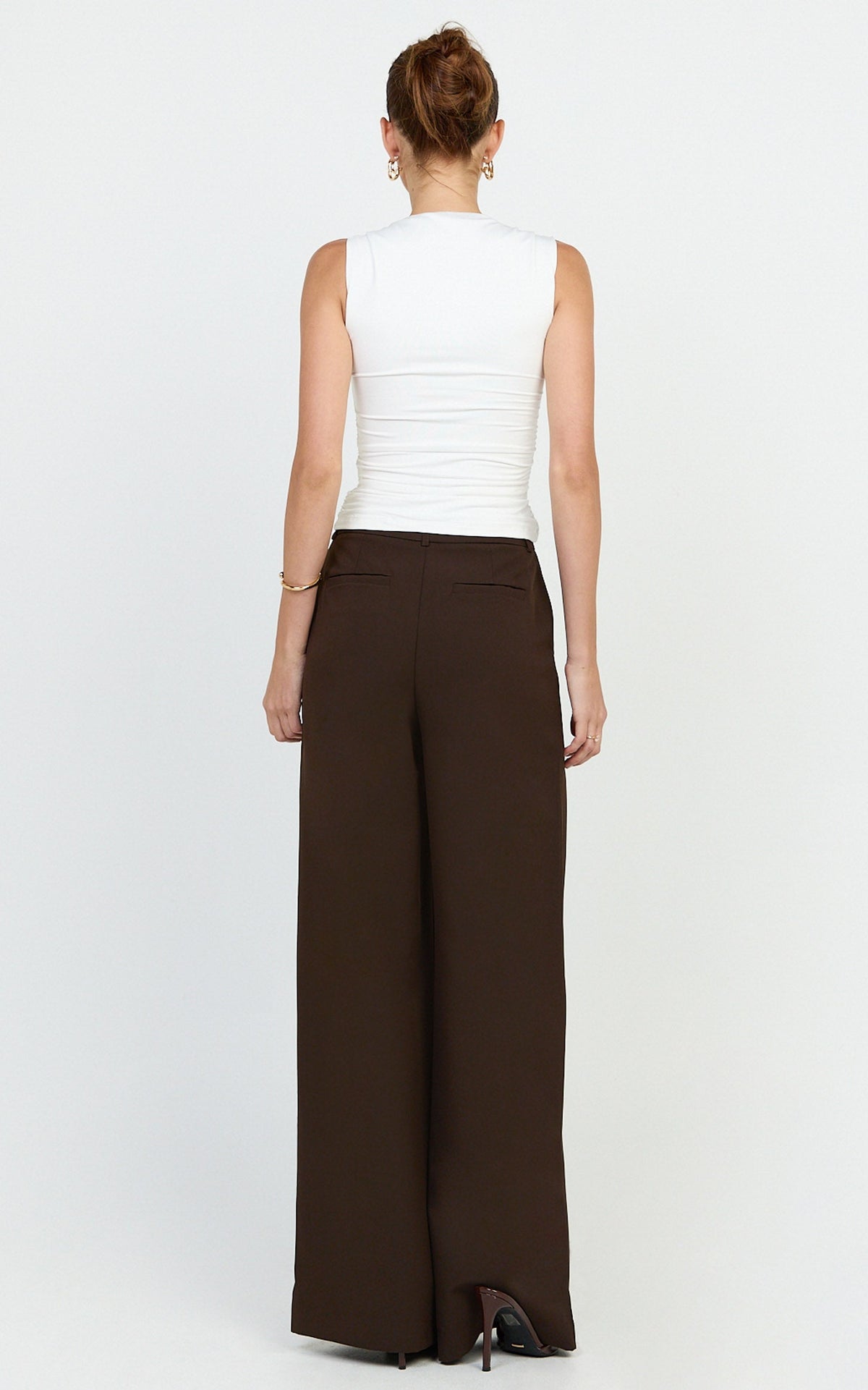 Seraphina Top - Square Neck Gathered Waist Top in Off White