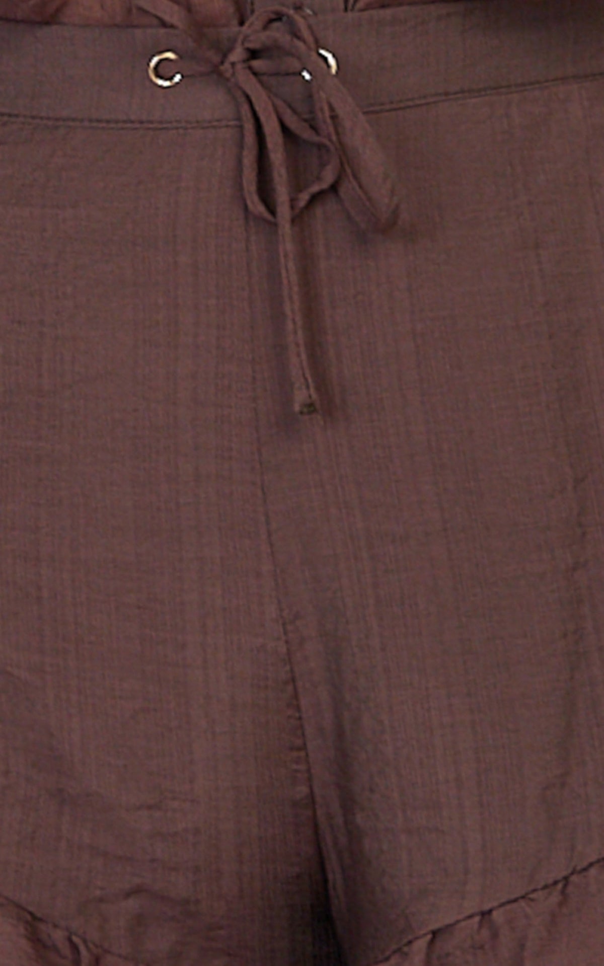 Marina Shorts - Frill Hem Shorts in Chocolate