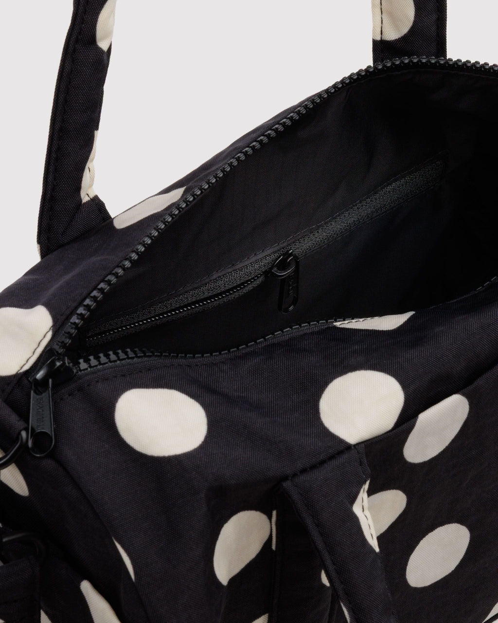 Nylon Duffle Bag - Black and Cream Polka Dot - image 5