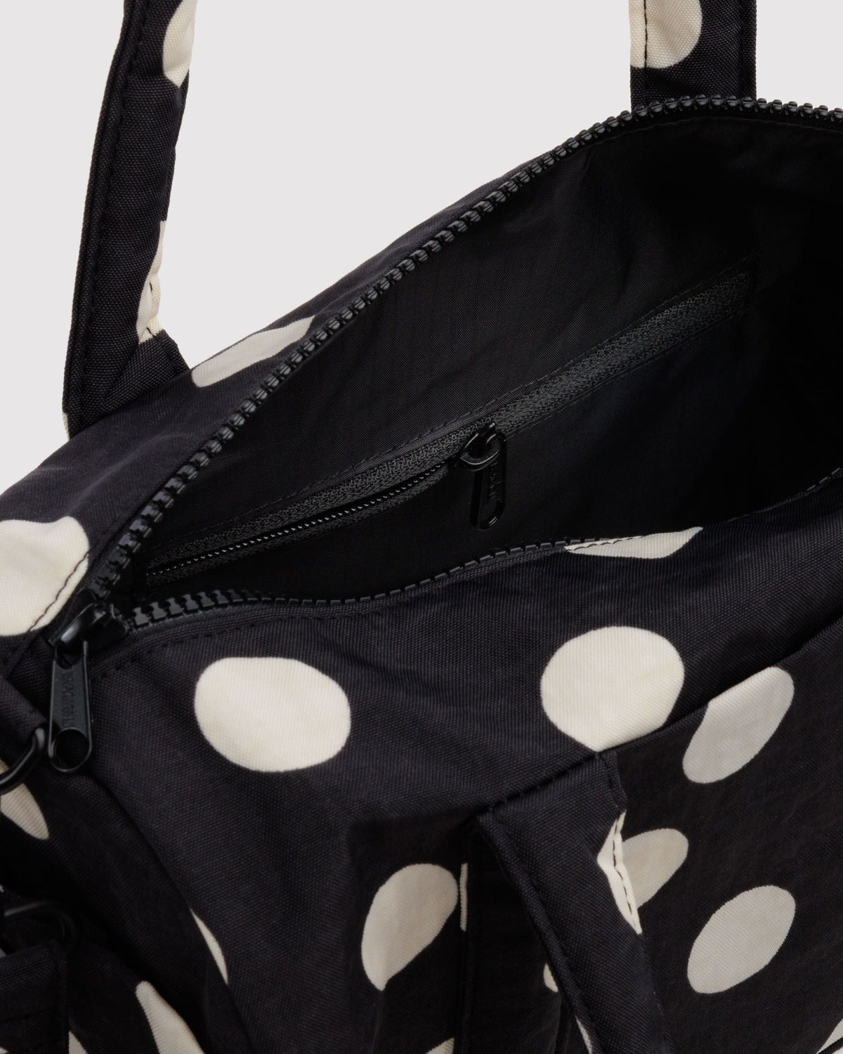 Nylon Duffle Bag - Black and Cream Polka Dot - image 5