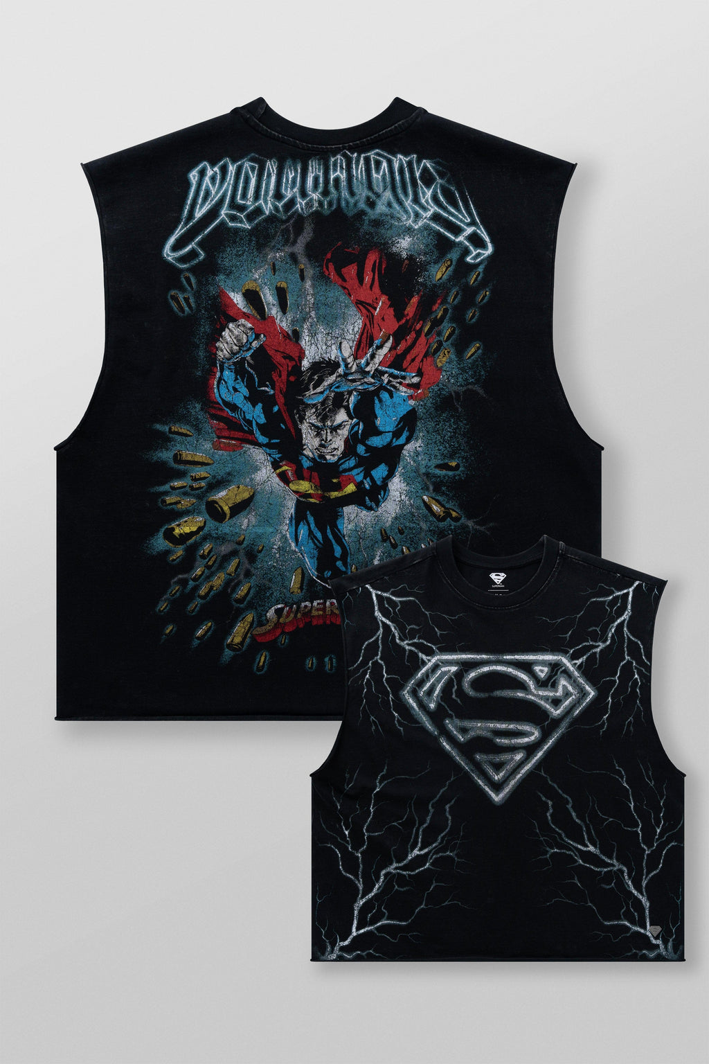 3004 - Superman Cut-Offs – 290 GSM cotton, bold front & back graphics. Durable, premium feel for training or everyday style in Bulletroof.