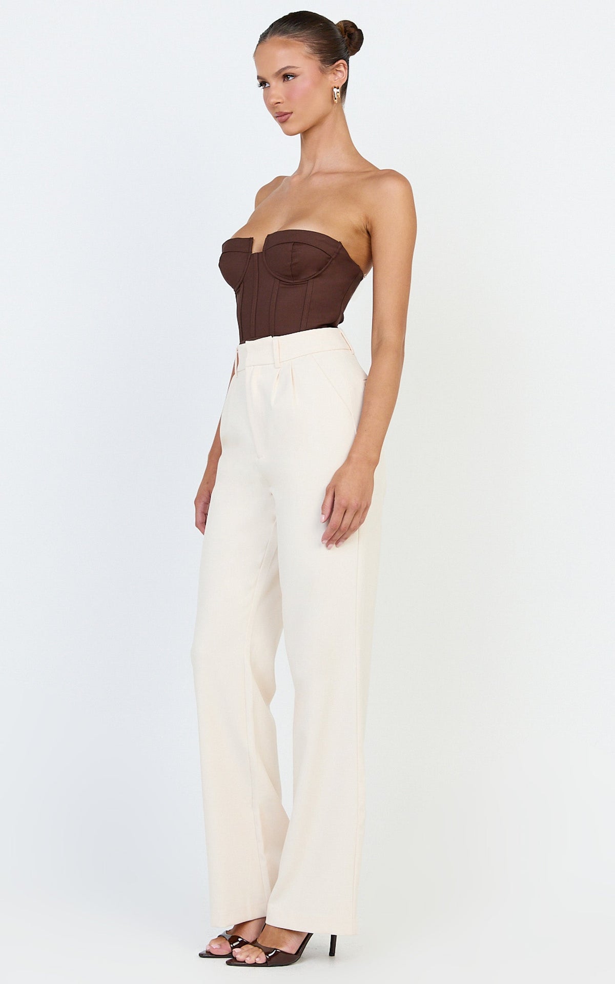 Brigitte Bodysuit - Sweetheart Paneled Bodysuit in Chocolate