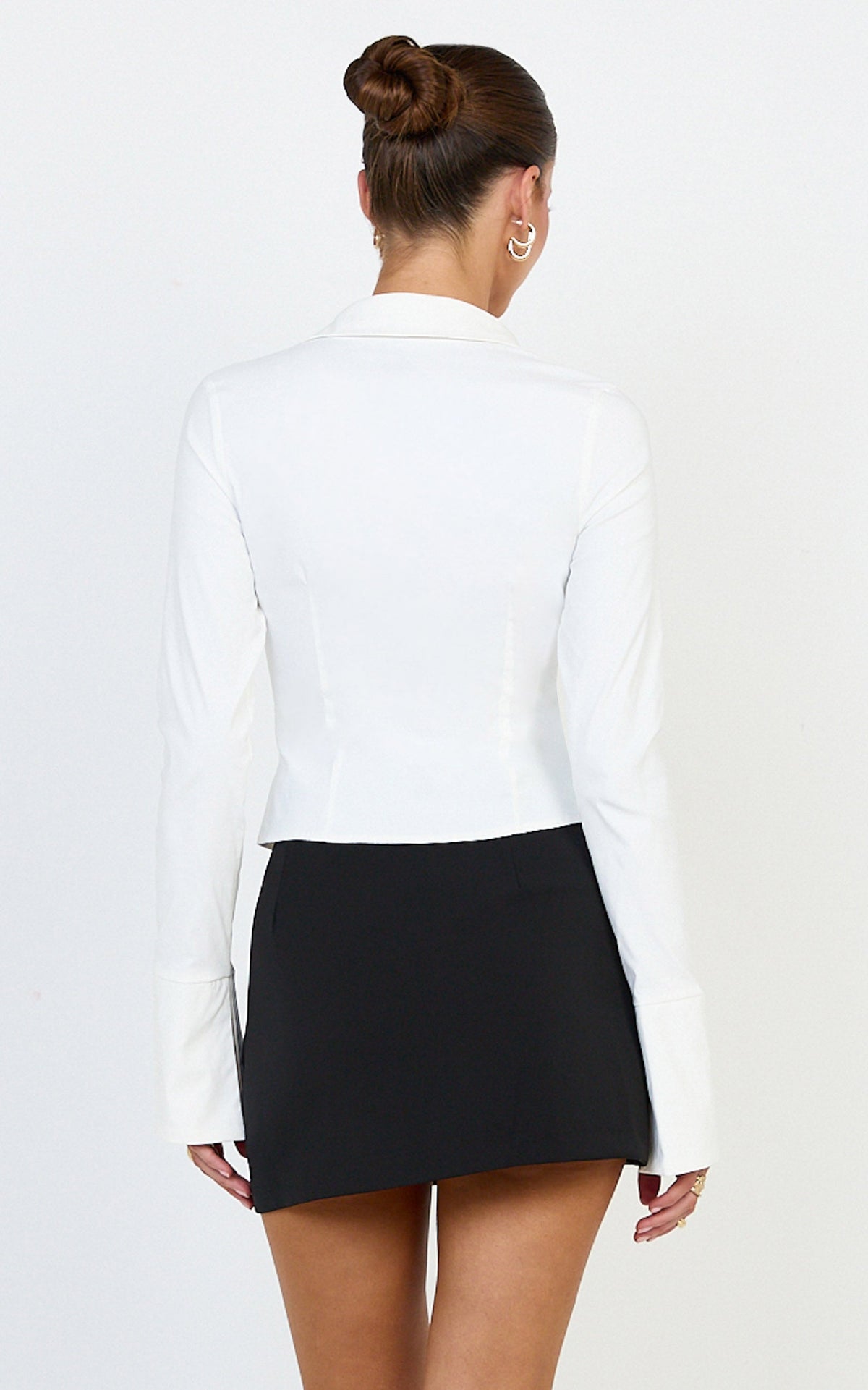 Zareena Top - Button Down Collar Shirt in White
