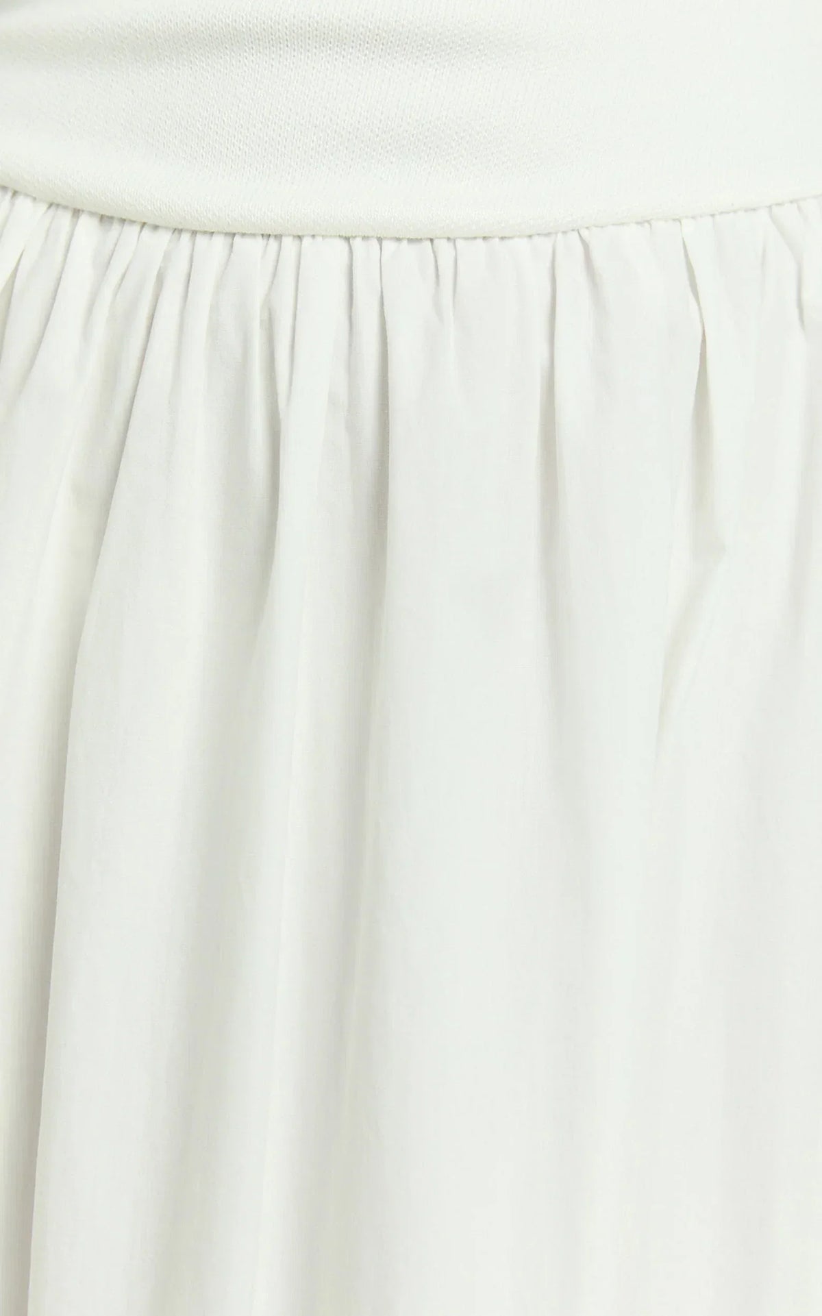 Murphy Midi Dress - Scoop Neck Straight Drop Waist Gathered Skirt Knit And Poplin Dress in White