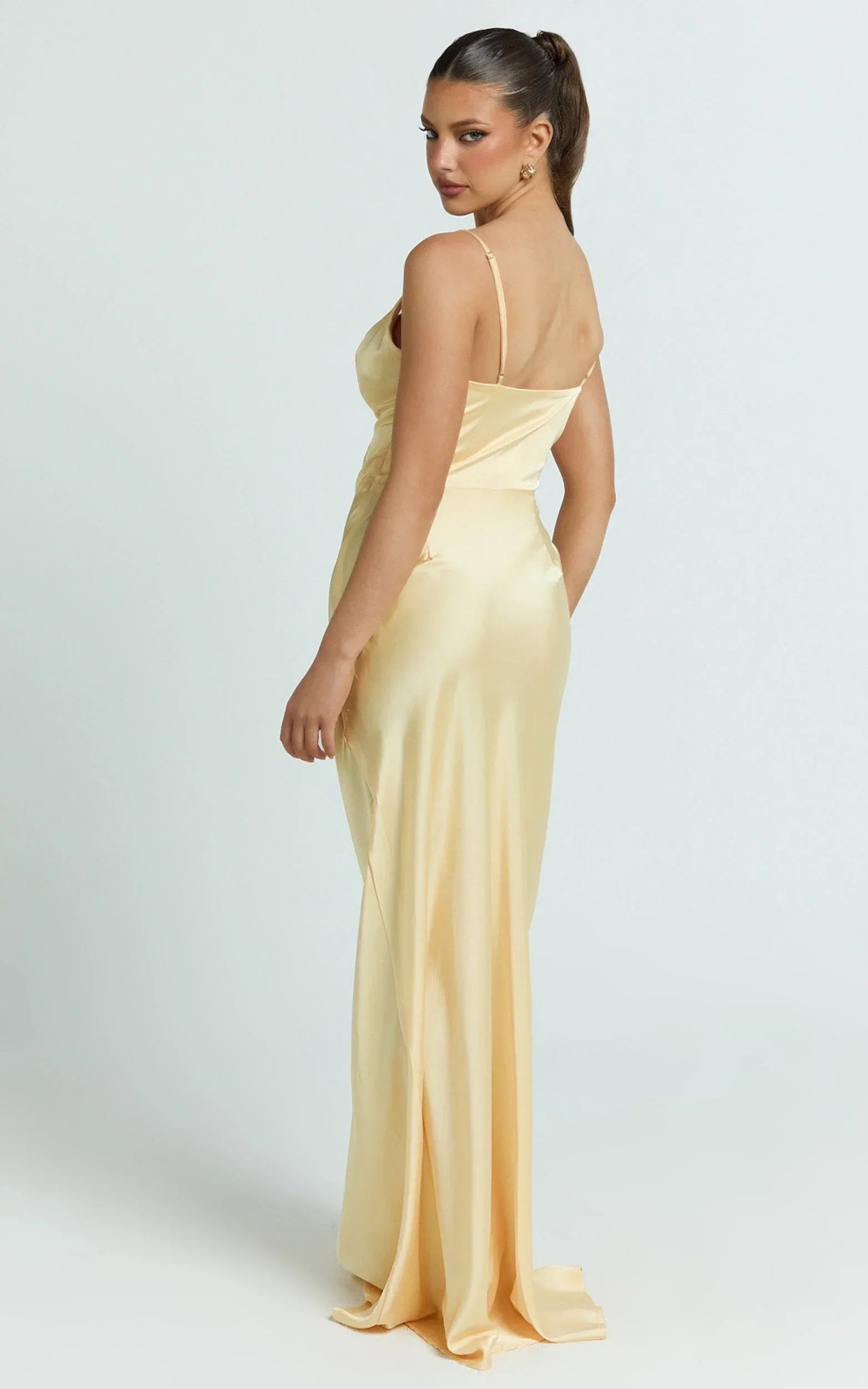 Quincy Maxi Dress - Satin Slip Dress in Lemon