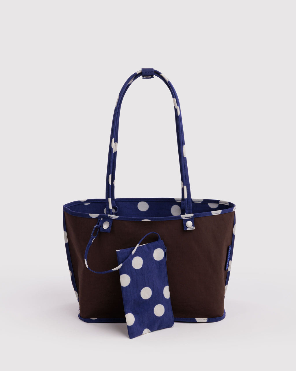 Medium Nylon Reversible Tote - Navy Polka Dot Mix - image 2