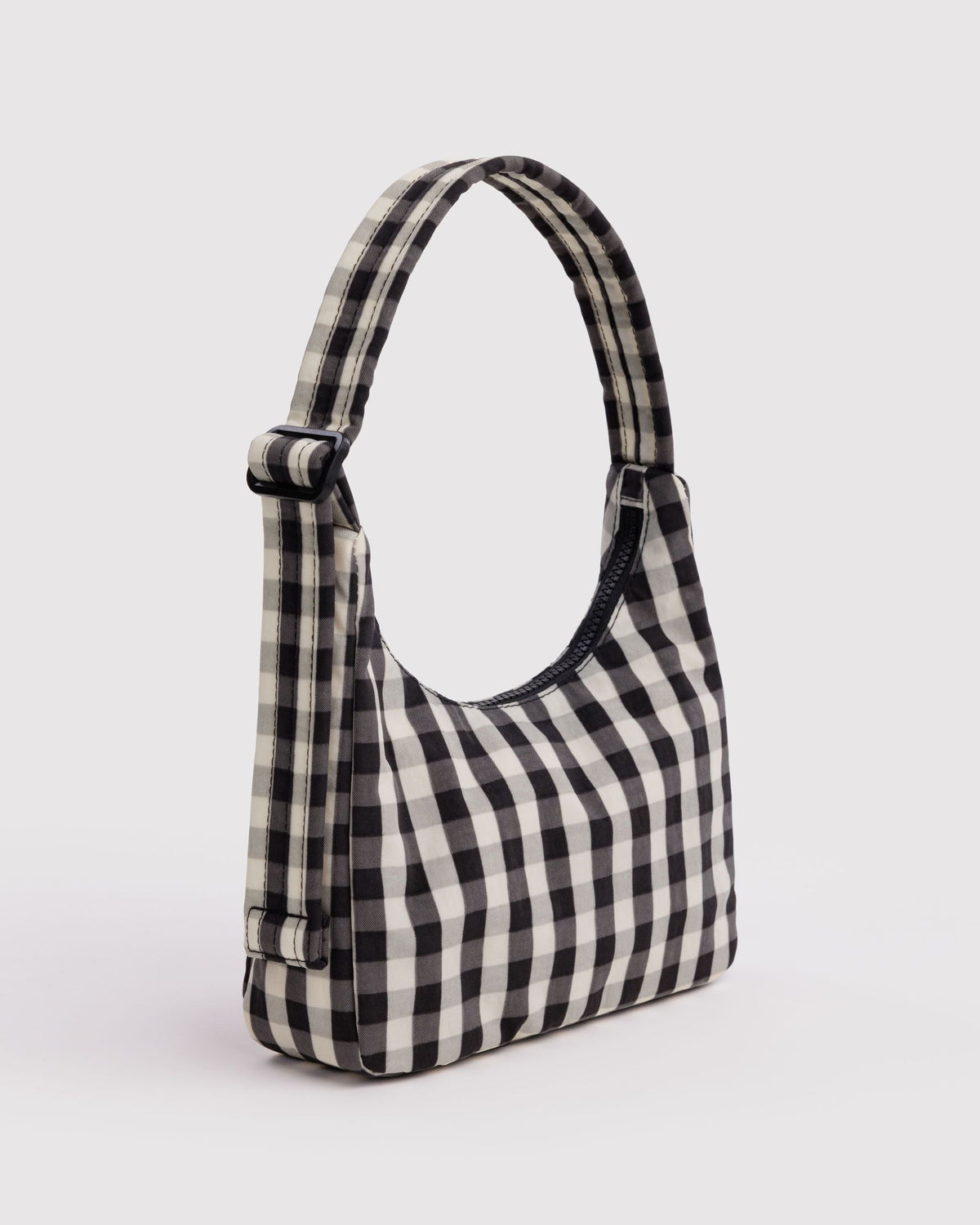 Mini Nylon Shoulder Bag - Black and Cream Gingham - image 3