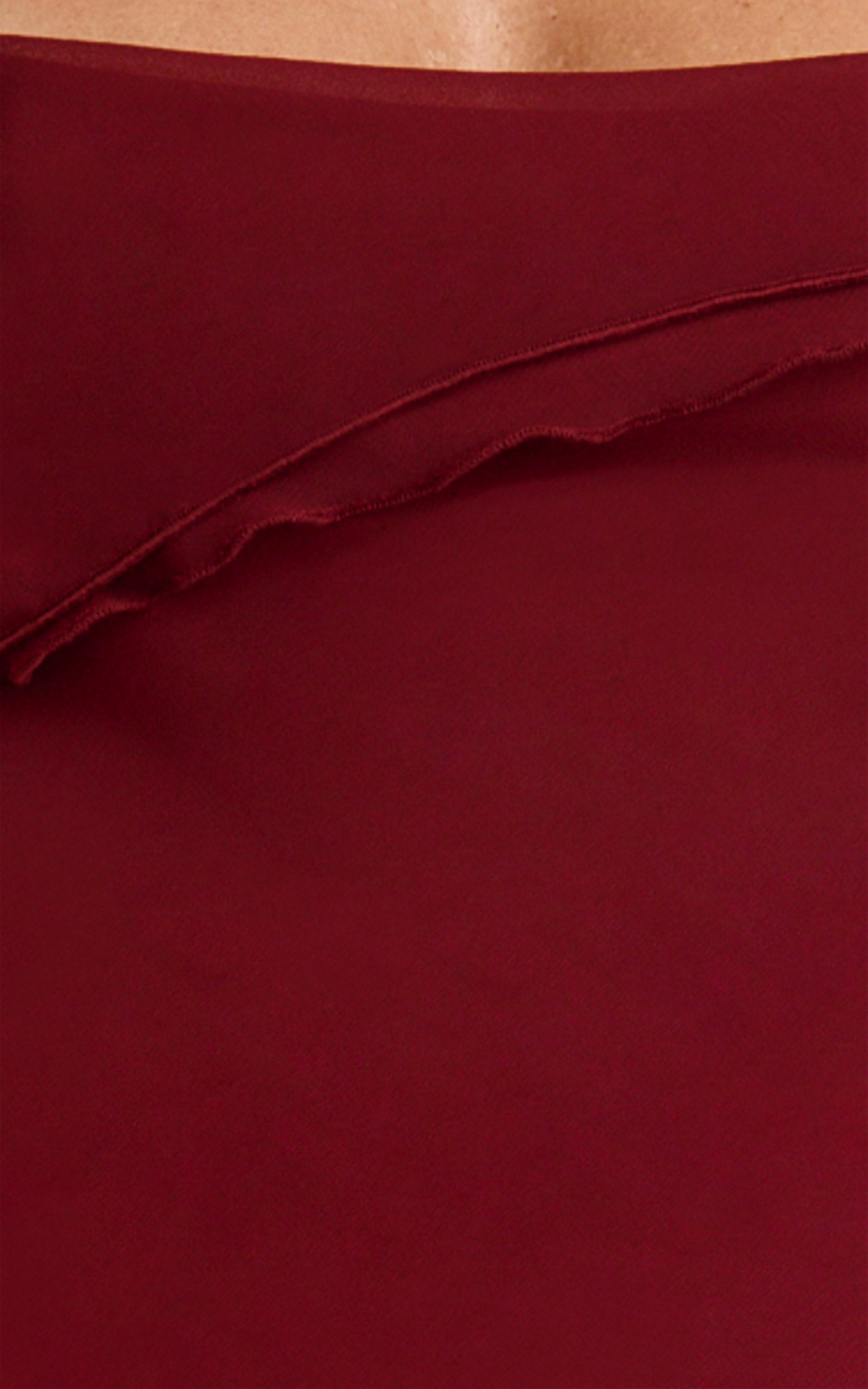 Connie Midi Dress - Ruffle Detail Dress in Wine