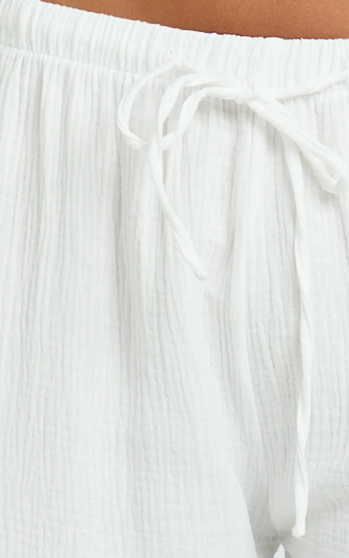 Leonie Pants - Mid Waisted Cheesecloth Relaxed Pants in White