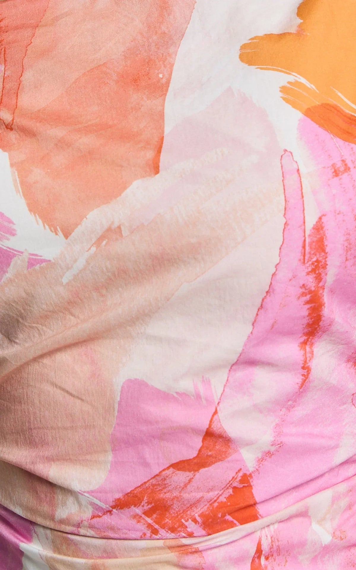 Cincinnati Midi Dress - Off The Shoulder Side Split Column Linen Look Dress in Pink Blur Floral