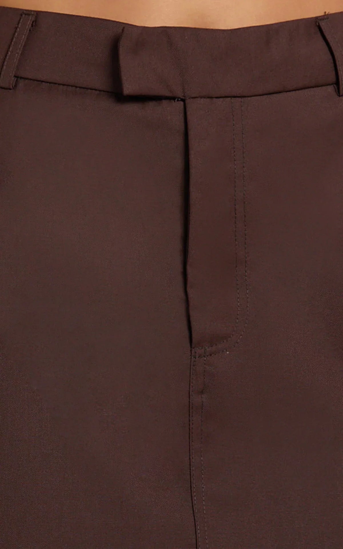 Desi Mini Skirt - Tailored Mid Waisted Skirt in Chocolate