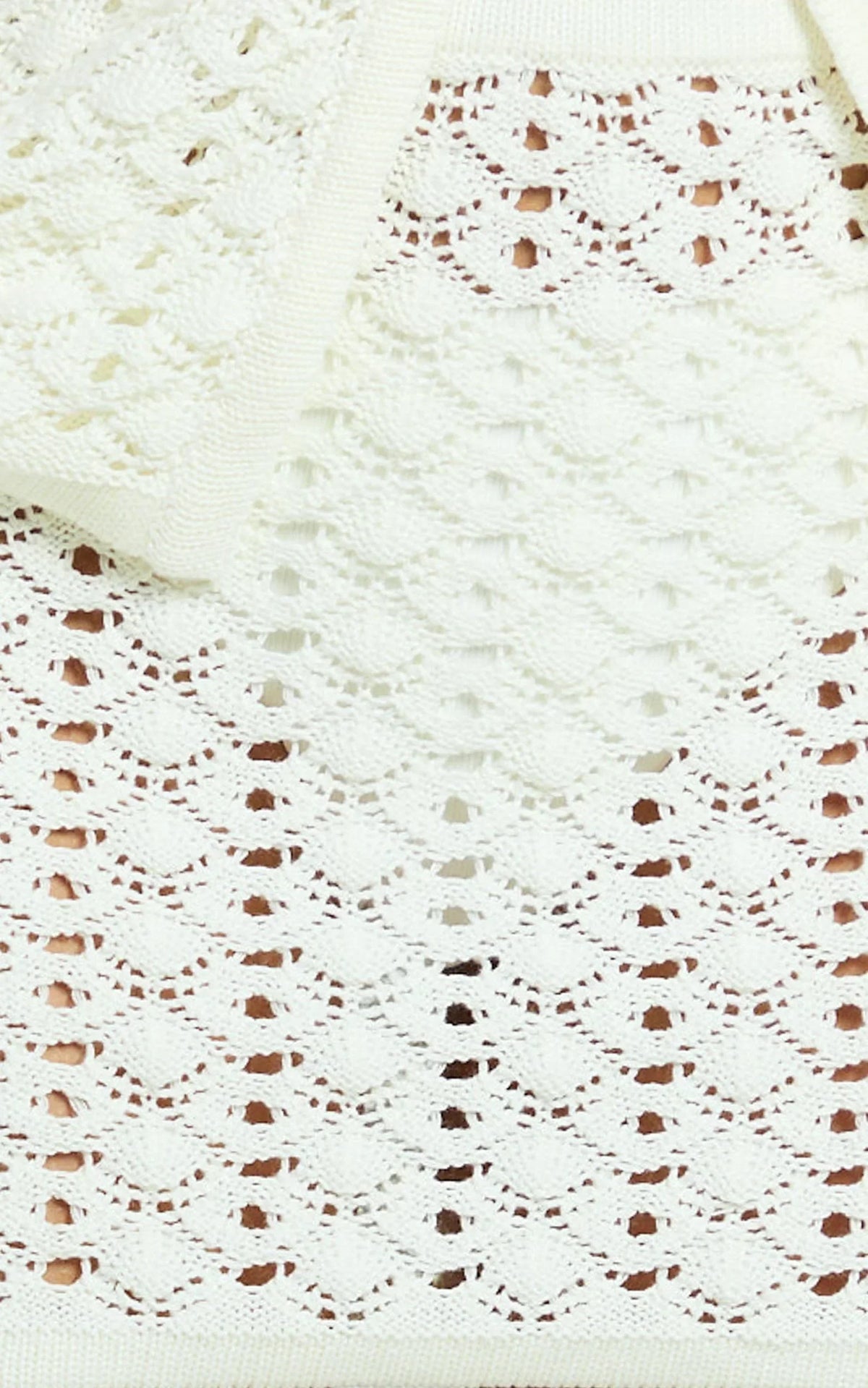 Henrietta Mini Skirt - Fitted Pointelle Knit Skirt in Off White