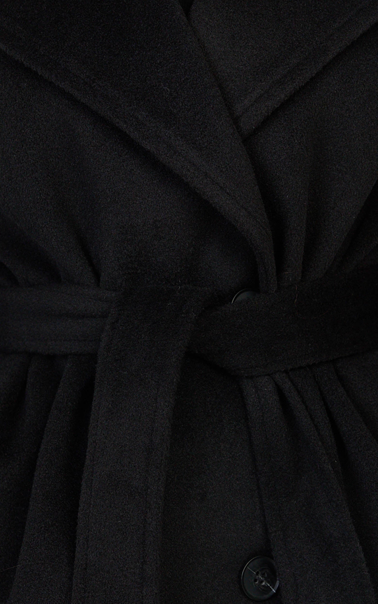 Dahlia Coat - Single Breasted Belted Short Wool Like Coat in Black