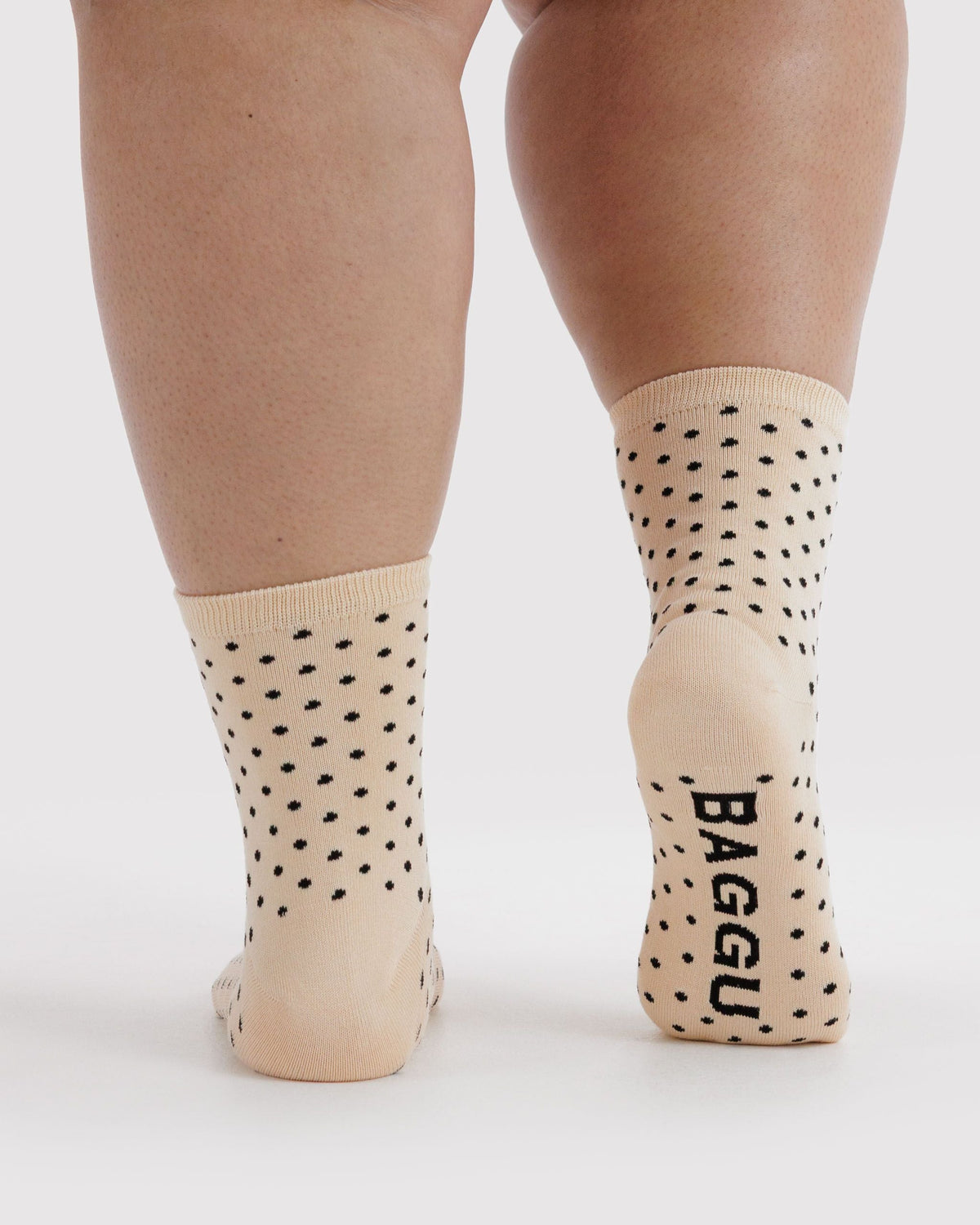 Crew Sock - Micro Cream and Black Polka Dot - image 3