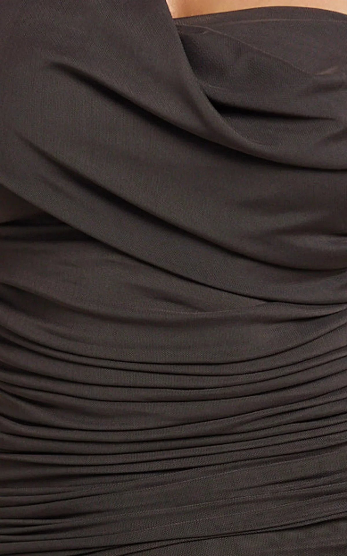 Larson Maxi Dress - Asymmetric Tie Neck Column Dress in Chocolate