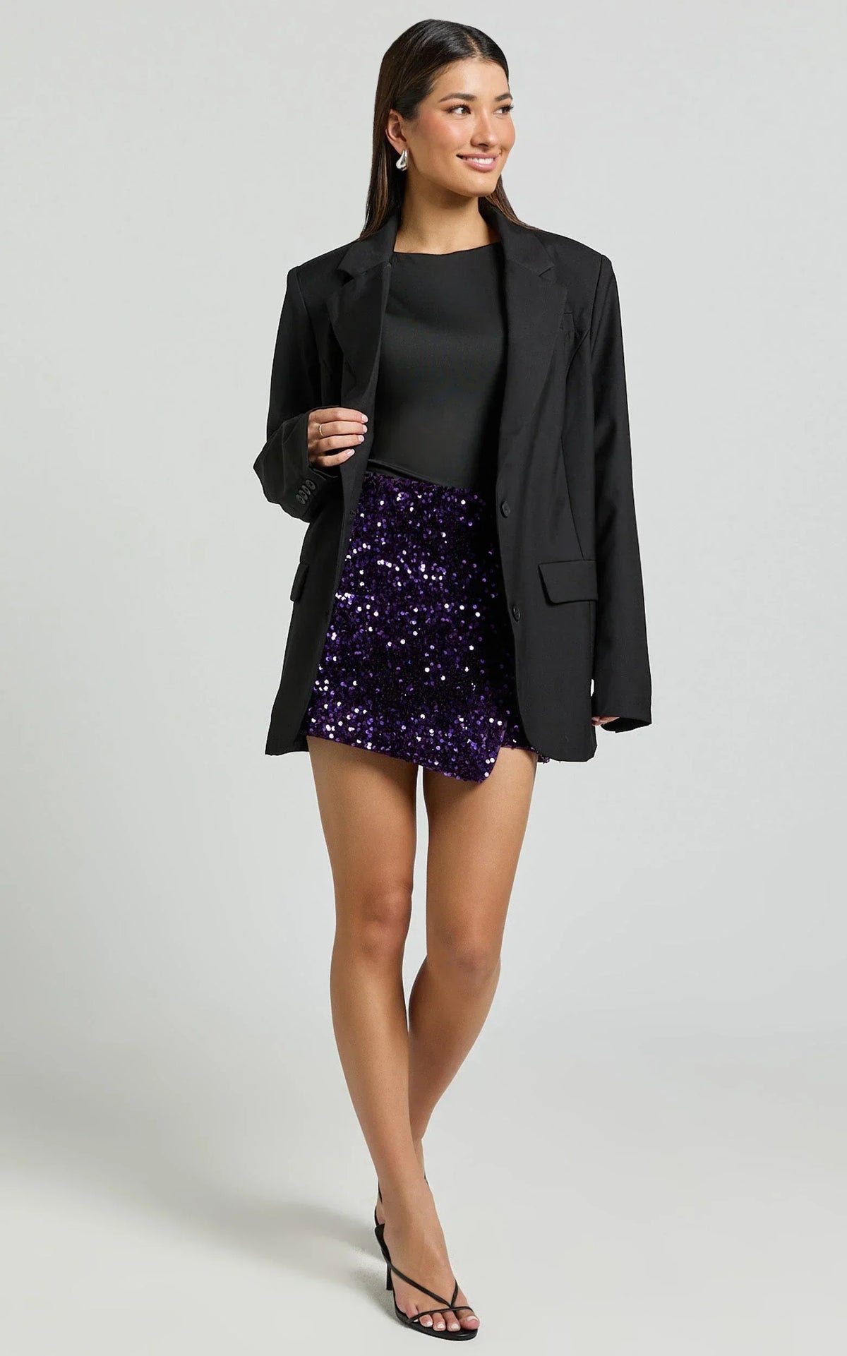 Gabriella Skort - Wrap Front Sequin Skort in Purple