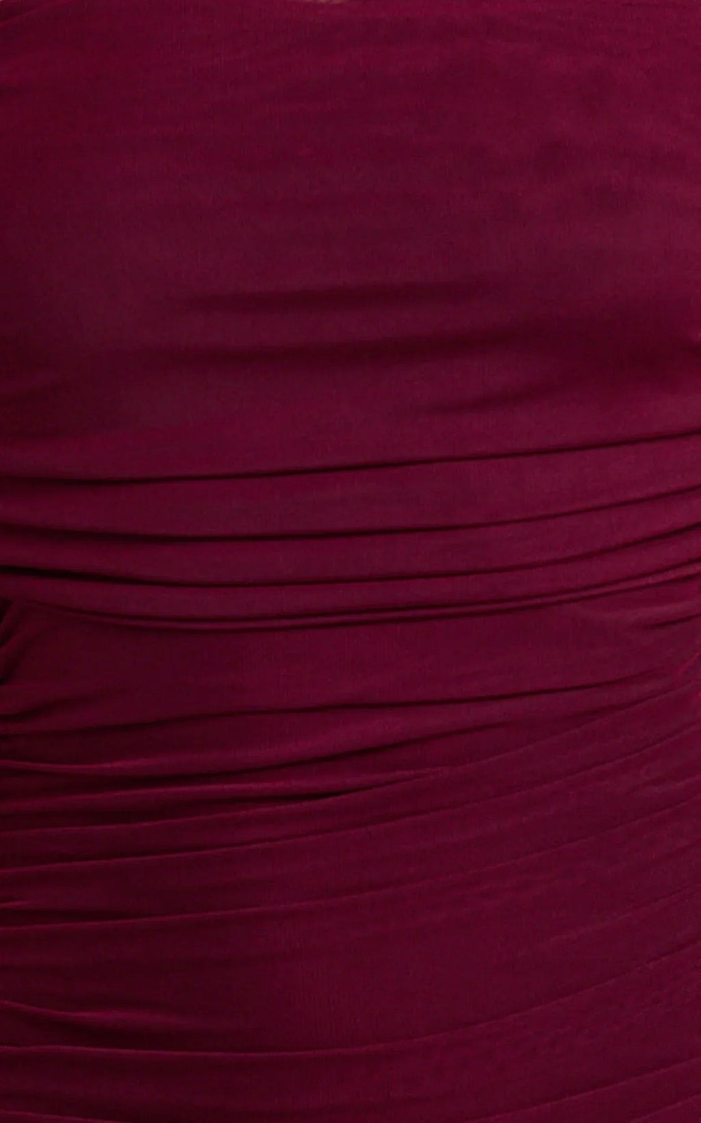 Caterina Maxi - Ruched Off Shoulder Mesh Dress in Wine