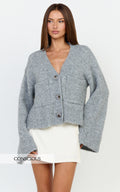 Becka Cardigan - Oversized Recycled Knitted Button Through Cardigan in Grey