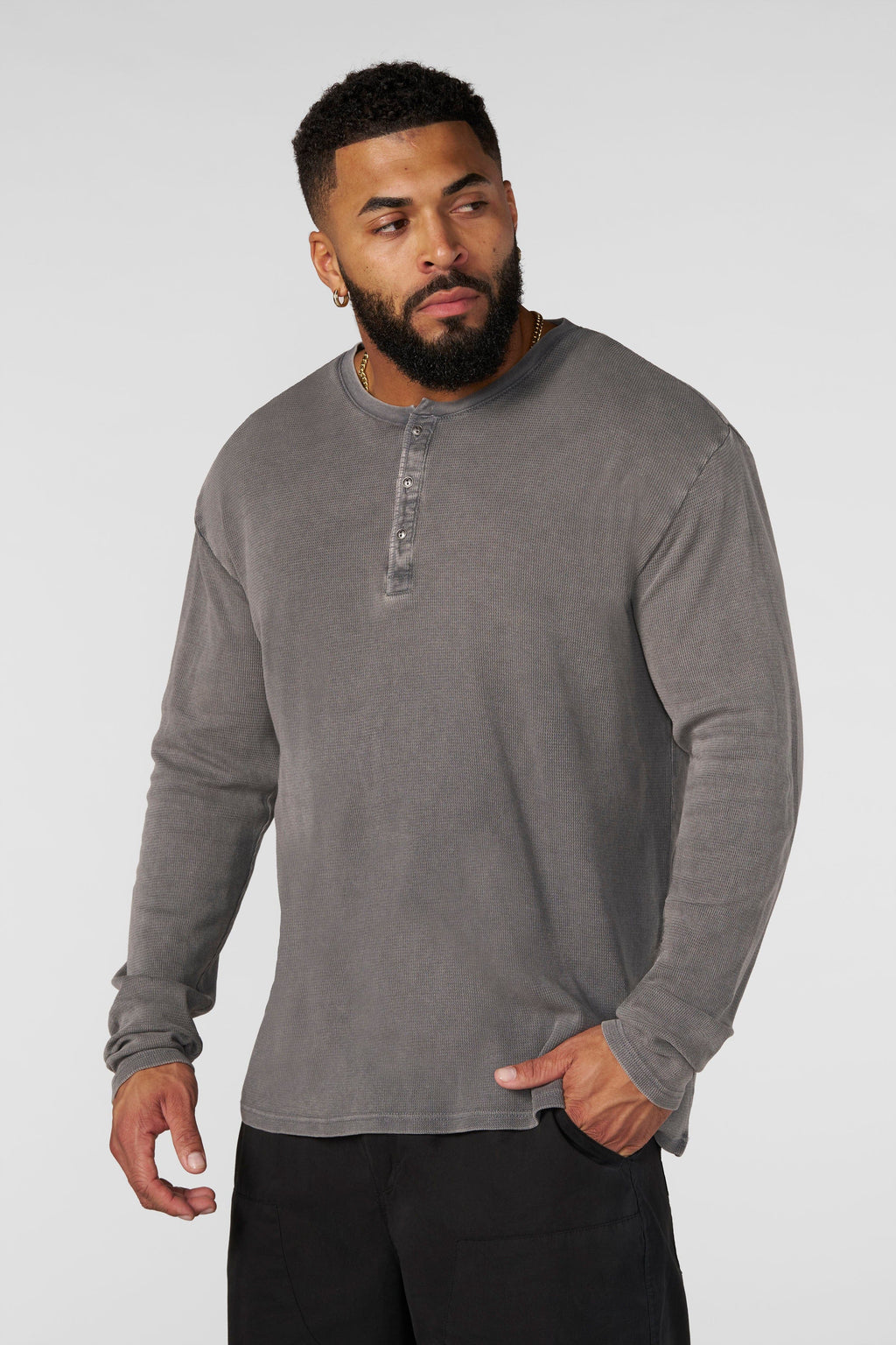 8034 - Henley Thermal Longsleeves