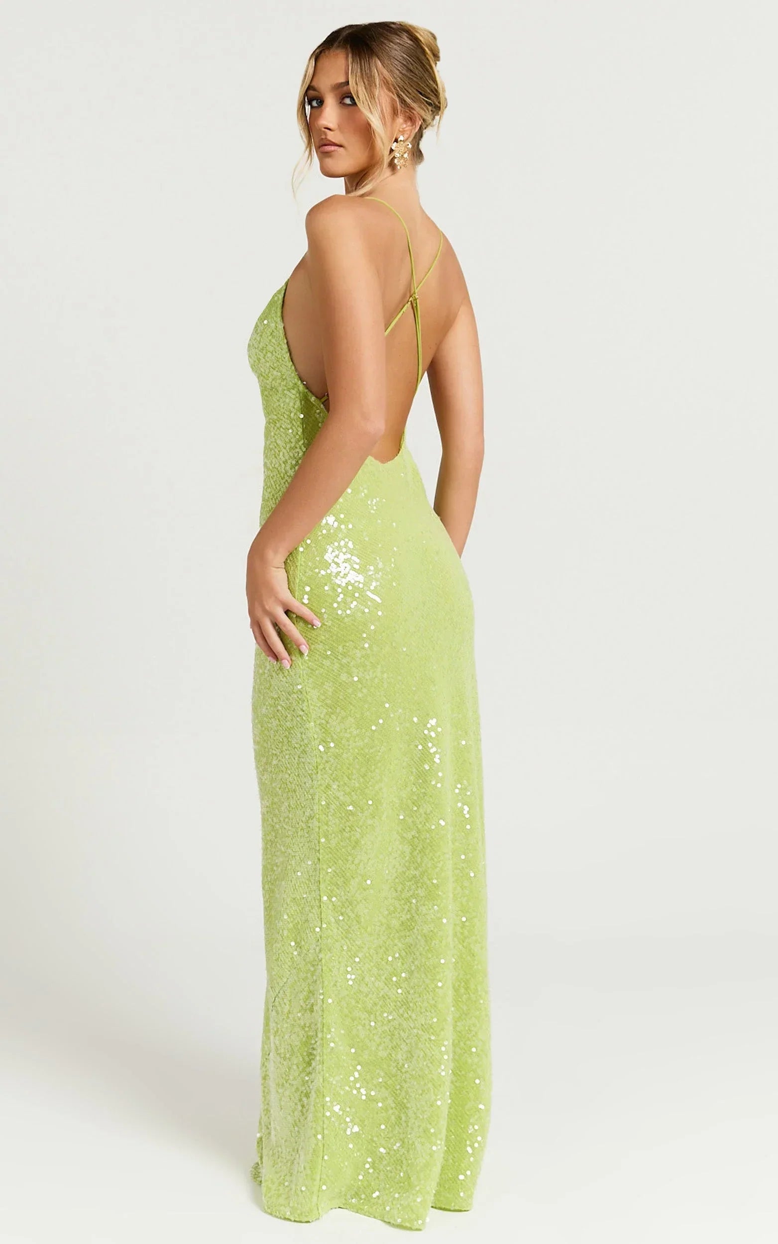 Payton Maxi Dress - Cowl Neck Low Back Dress in Green