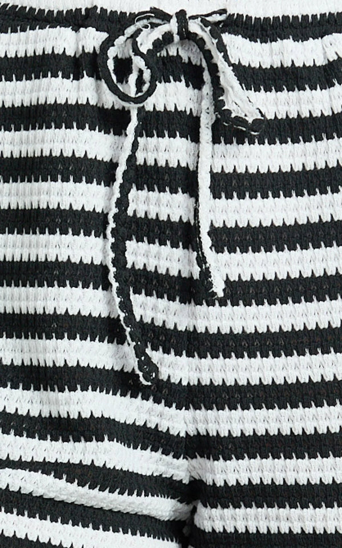 Brenda Short - Textured Stripe Short in White/Black Stripe