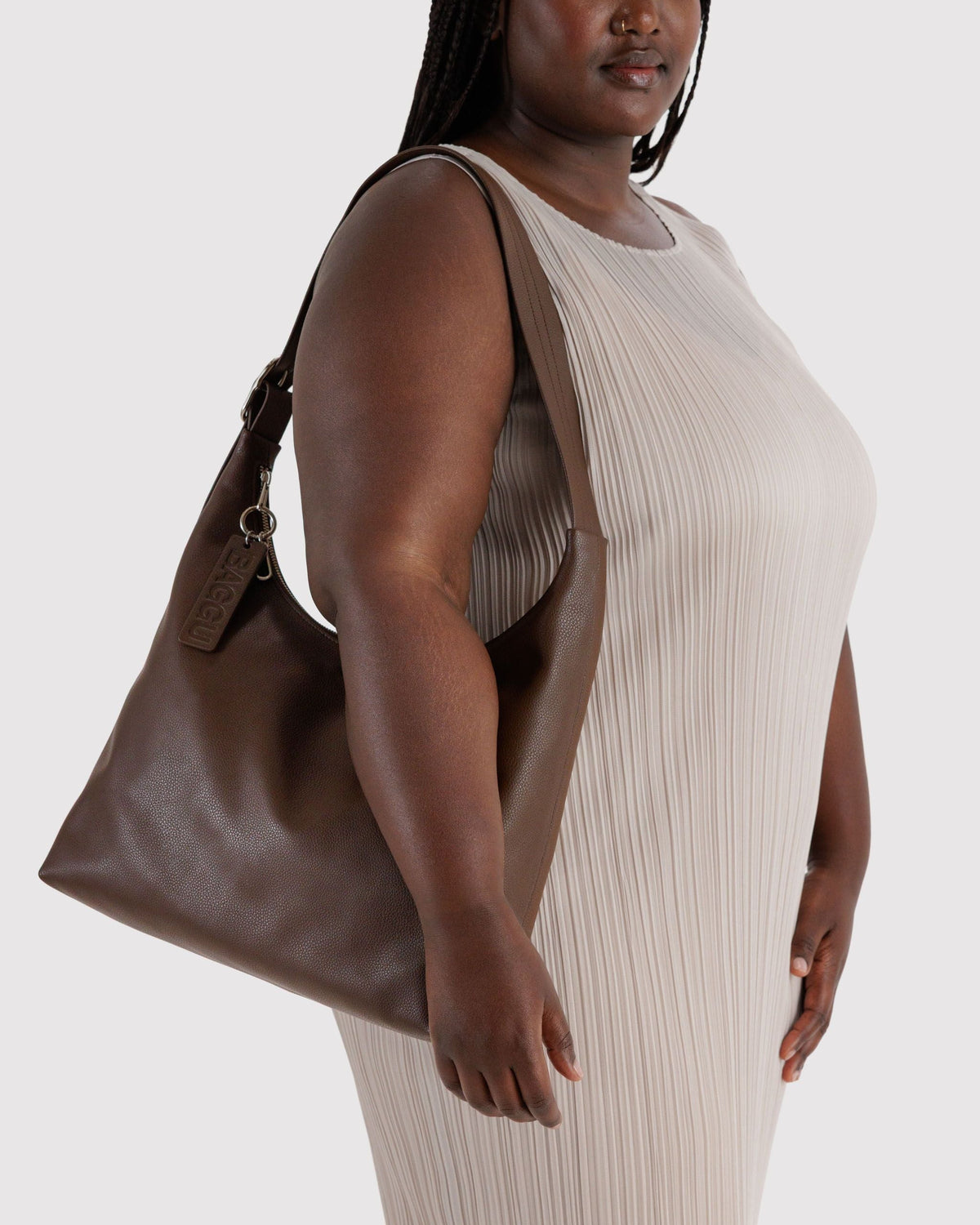 Recycled Leather Shoulder Bag - Brown - image 2