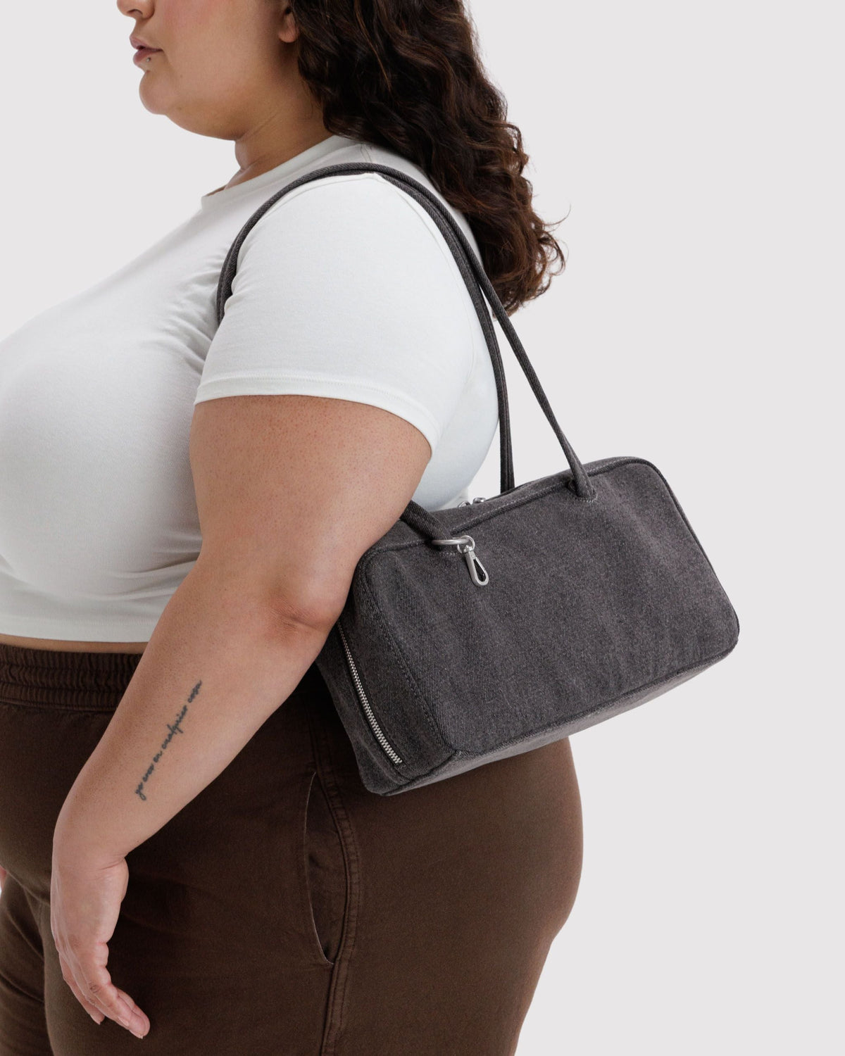 Denim Bowler Bag - Washed Black Denim - image 2
